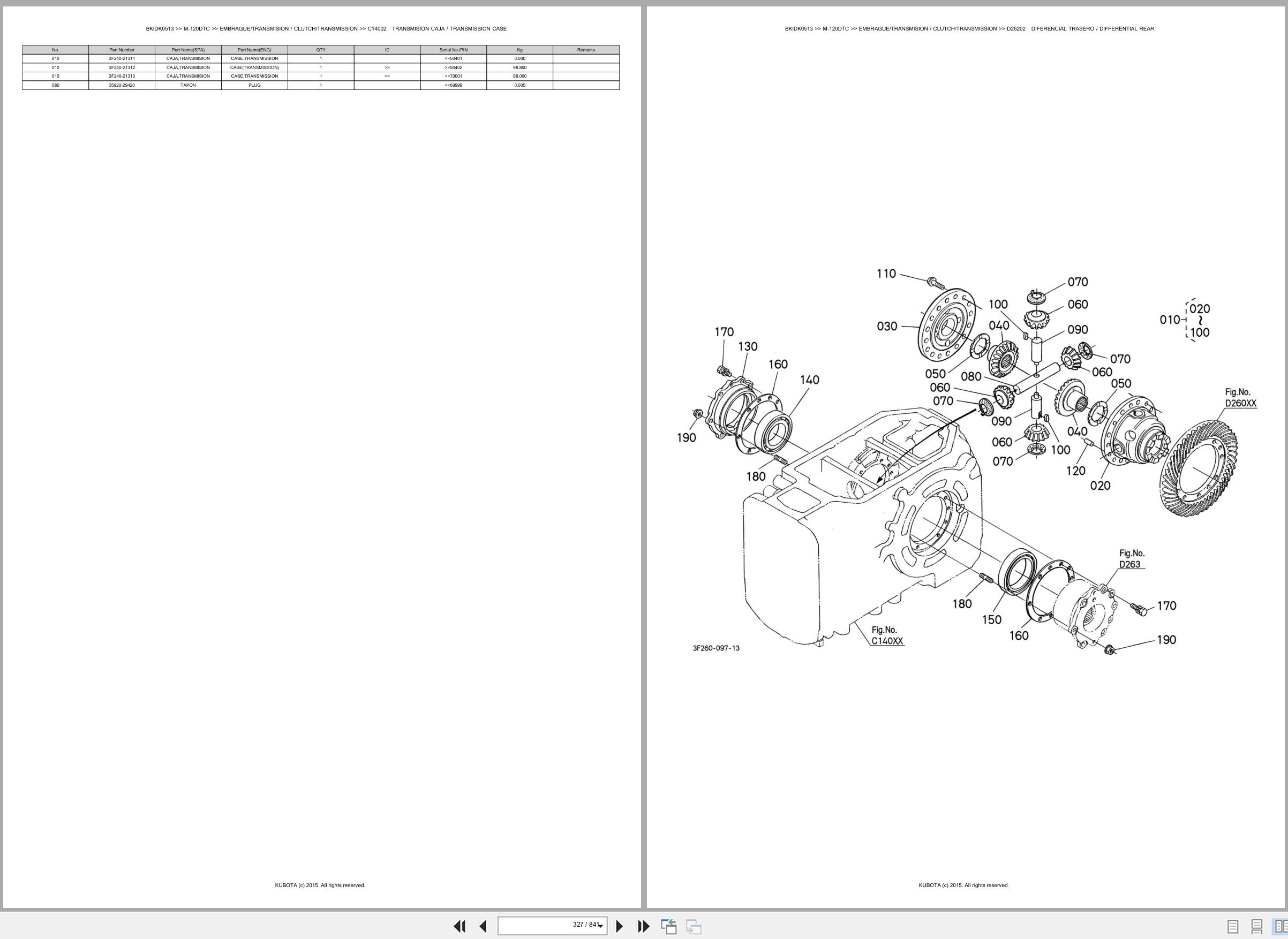 Kubota Tractor M 120DTC Spare Parts Catalog EN ES (2)