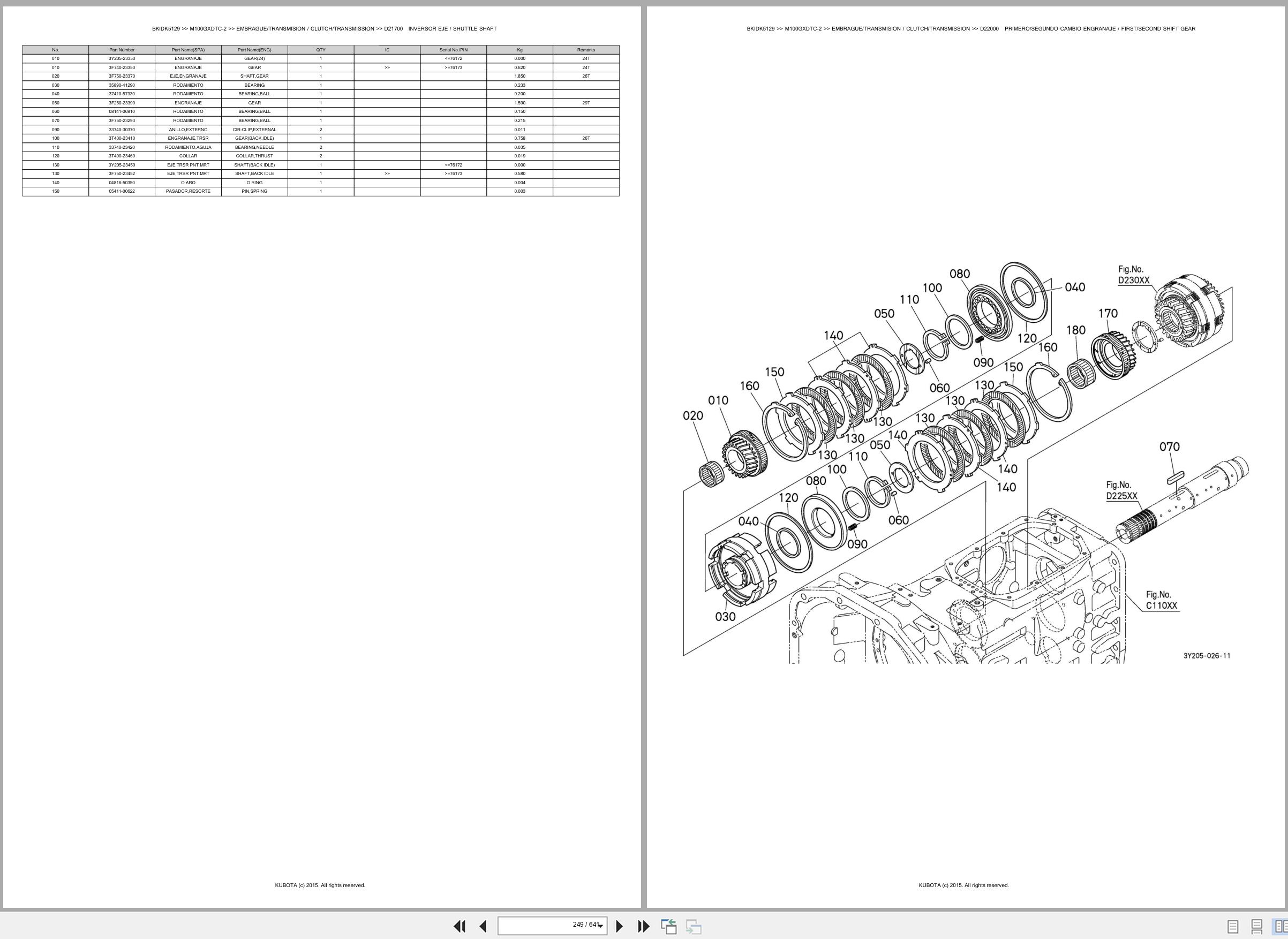 Kubota Tractor M100GXDTC 2 Spare Parts Catalog EN ES (2)