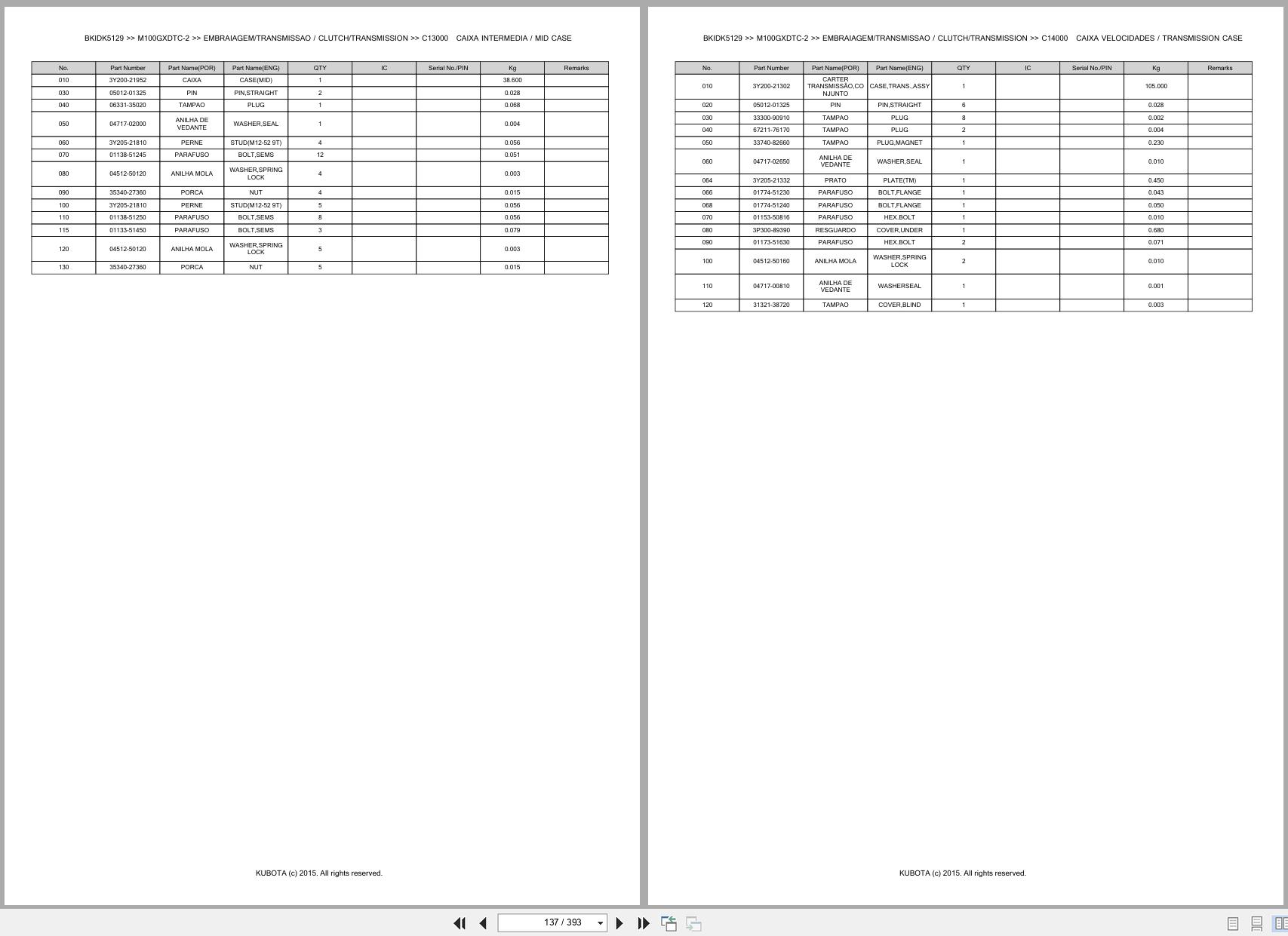 Kubota Tractor M100GXDTC 2 Spare Parts Catalog EN PT (2)