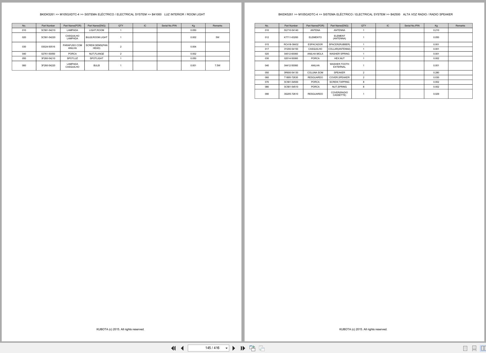 Kubota Tractor M105GXDTC 4 Spare Parts Catalog EN PT (2)