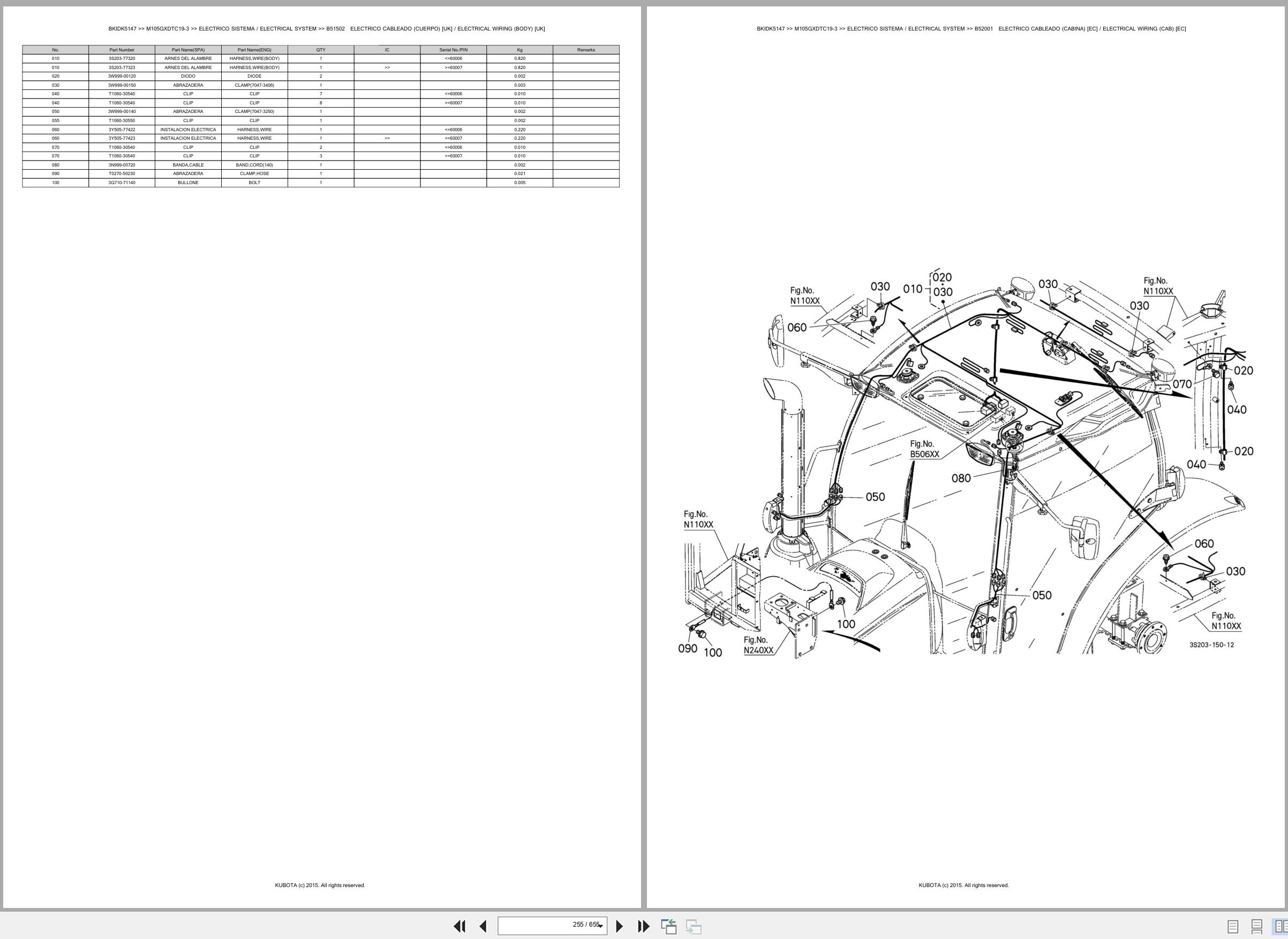 Kubota Tractor M105GXDTC19 3 Spare Parts Catalog EN ES (2)