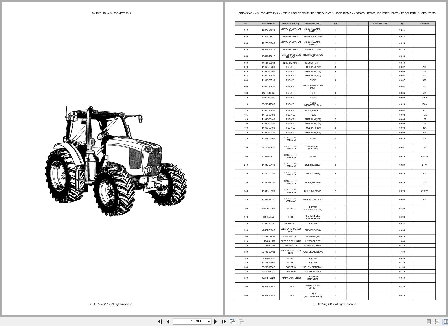 Kubota Tractor M105GXDTC19 3 Spare Parts Catalog EN PT (1)