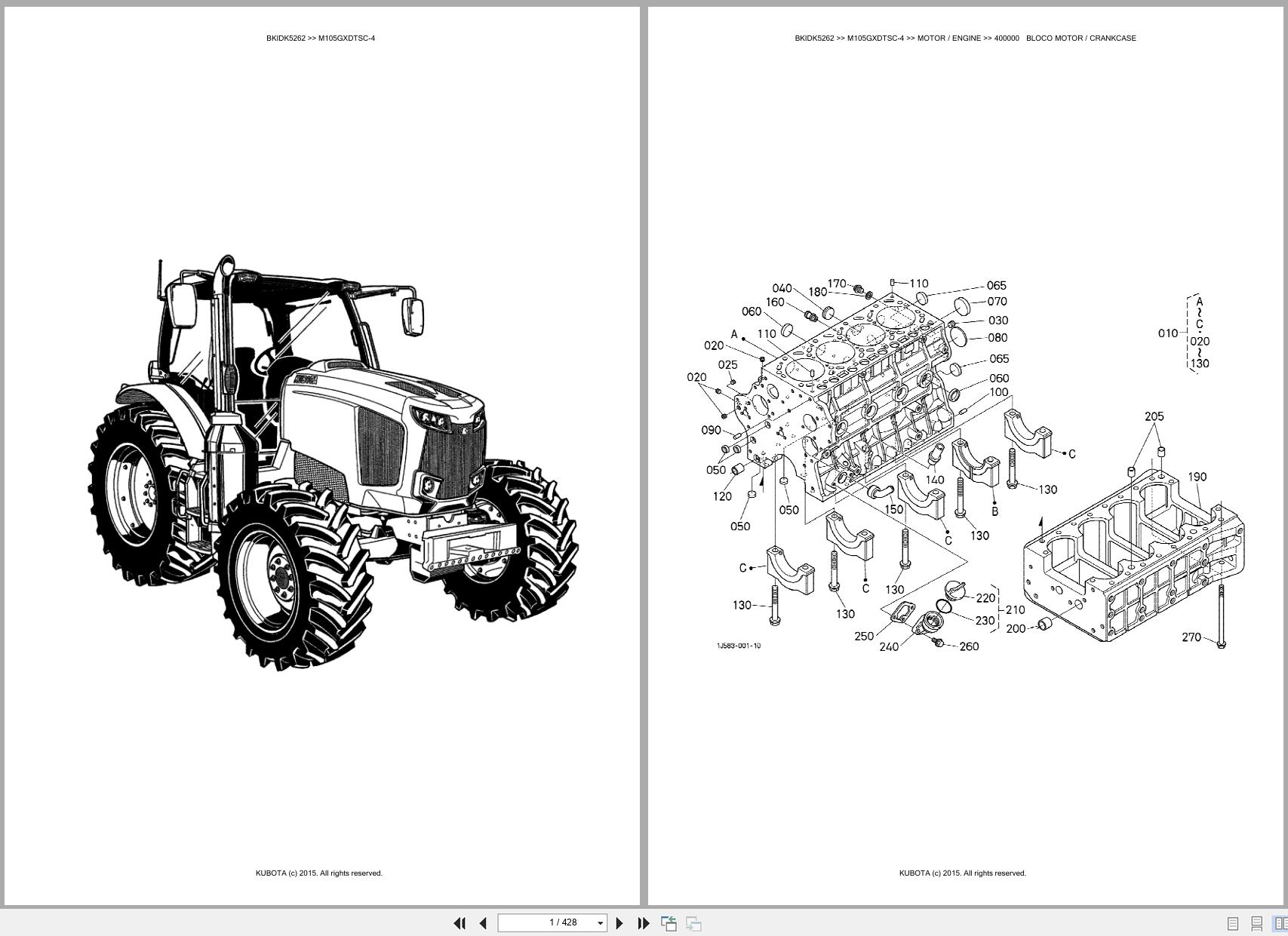 Kubota Tractor M105GXDTSC 4 Spare Parts Catalog EN PT (1)