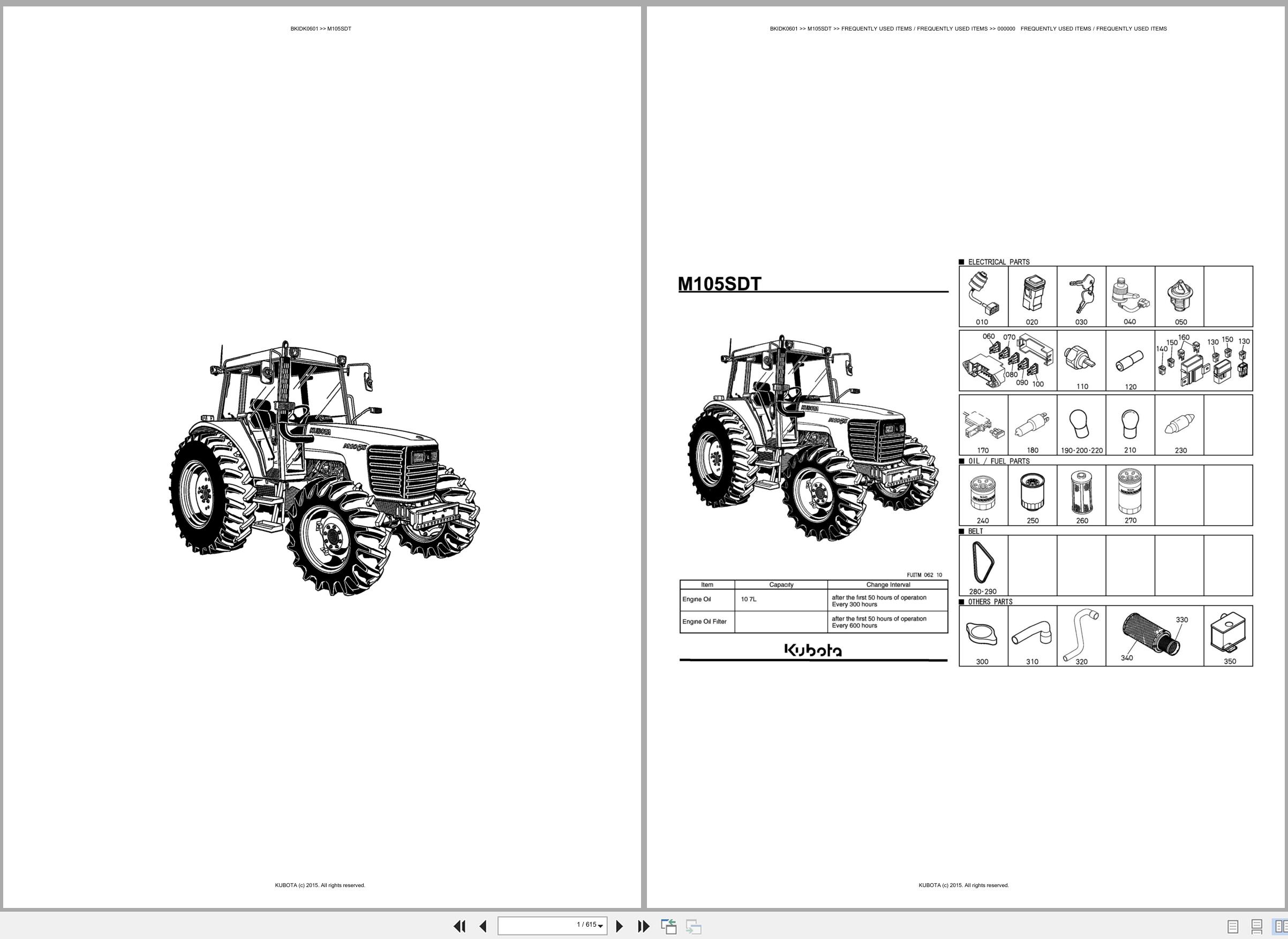 Kubota Tractor M105SDT Spare Parts Catalog EN ES (1)