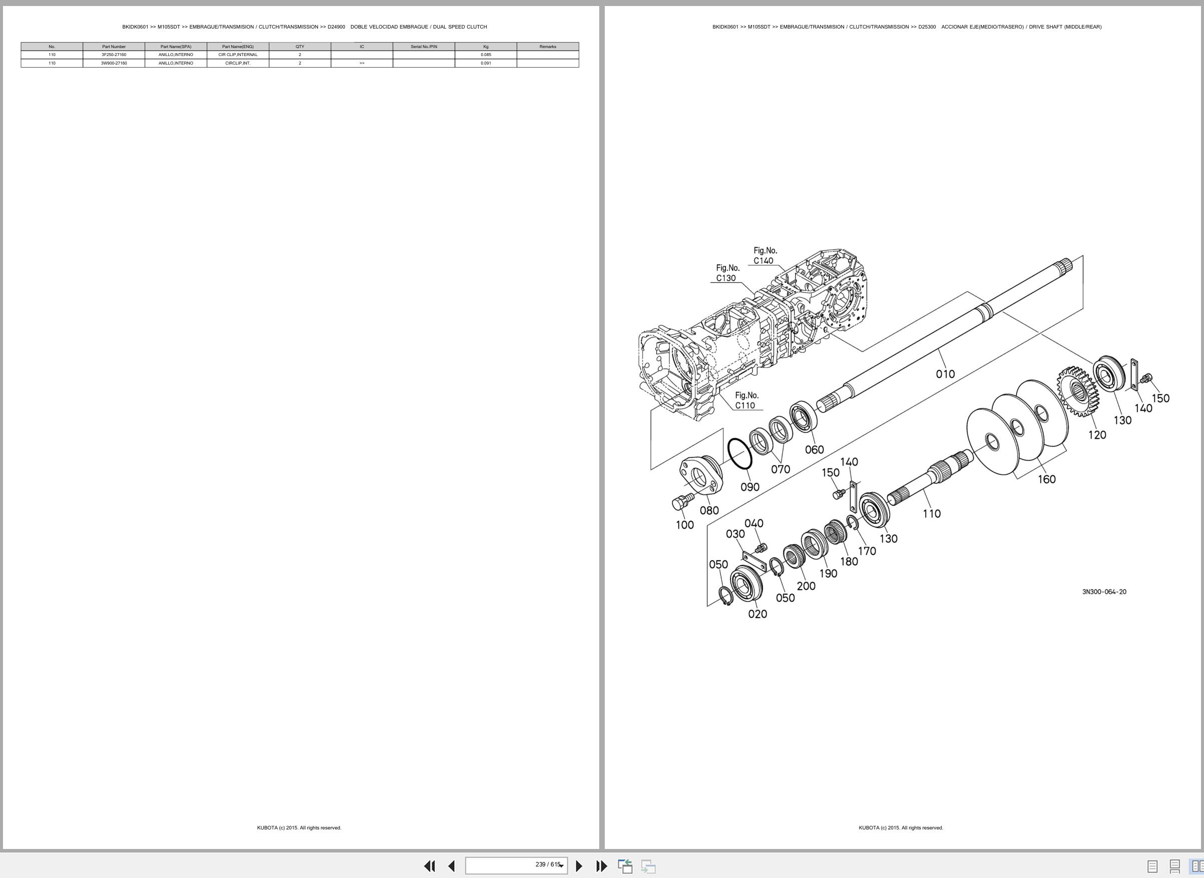 Kubota Tractor M105SDT Spare Parts Catalog EN ES (2)
