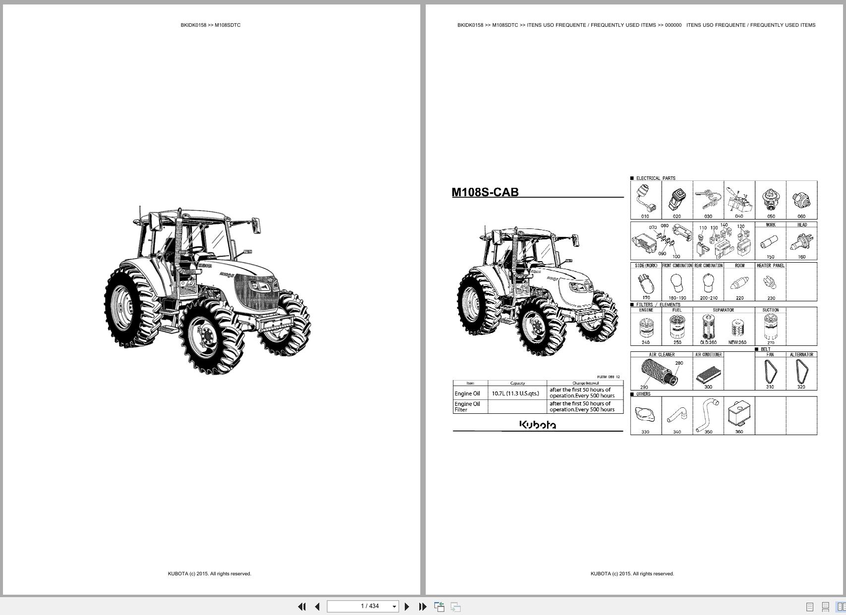 Kubota Tractor M108SDTC Spare Parts Catalog EN PT (1)