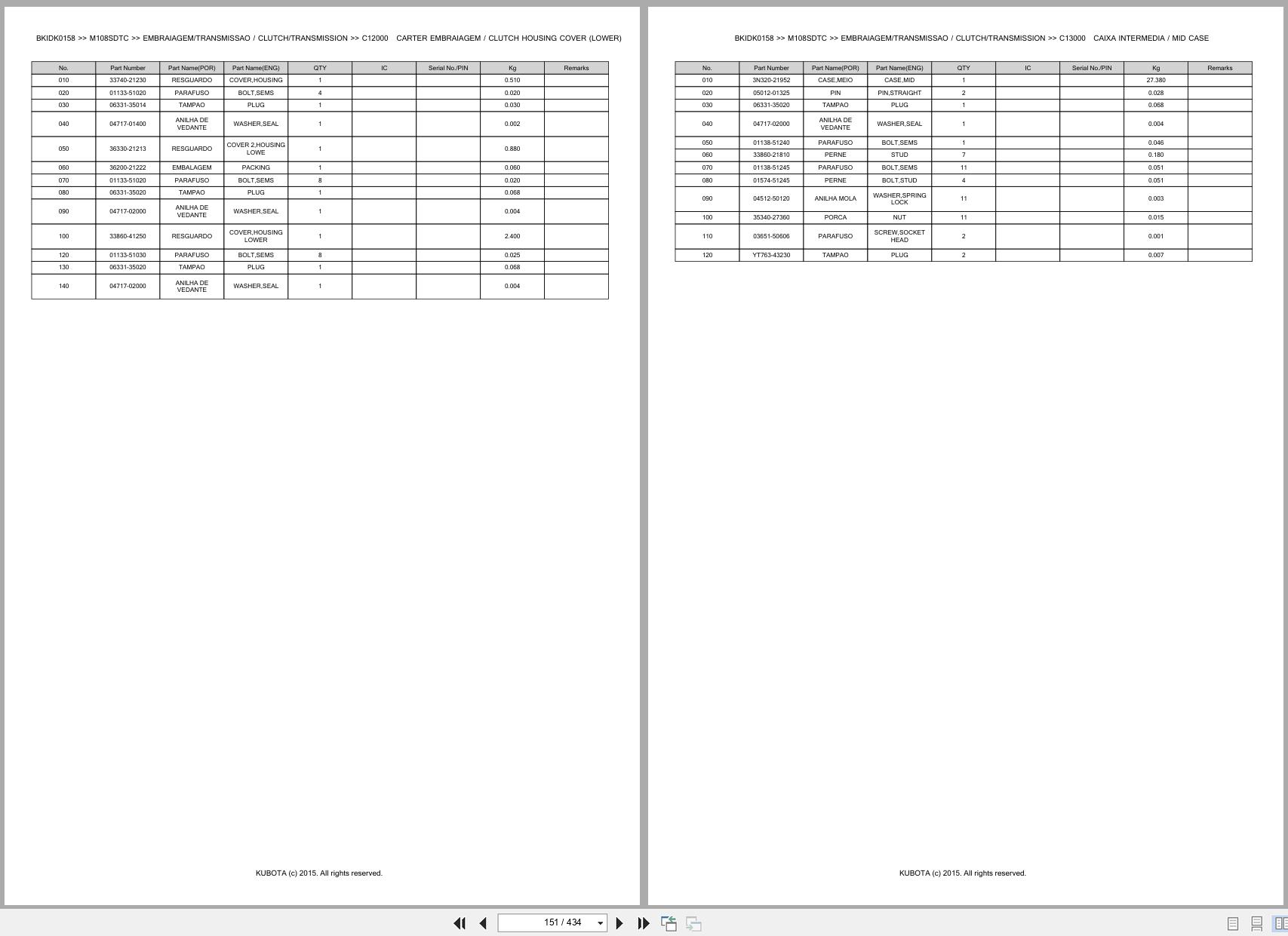 Kubota Tractor M108SDTC Spare Parts Catalog EN PT (2)