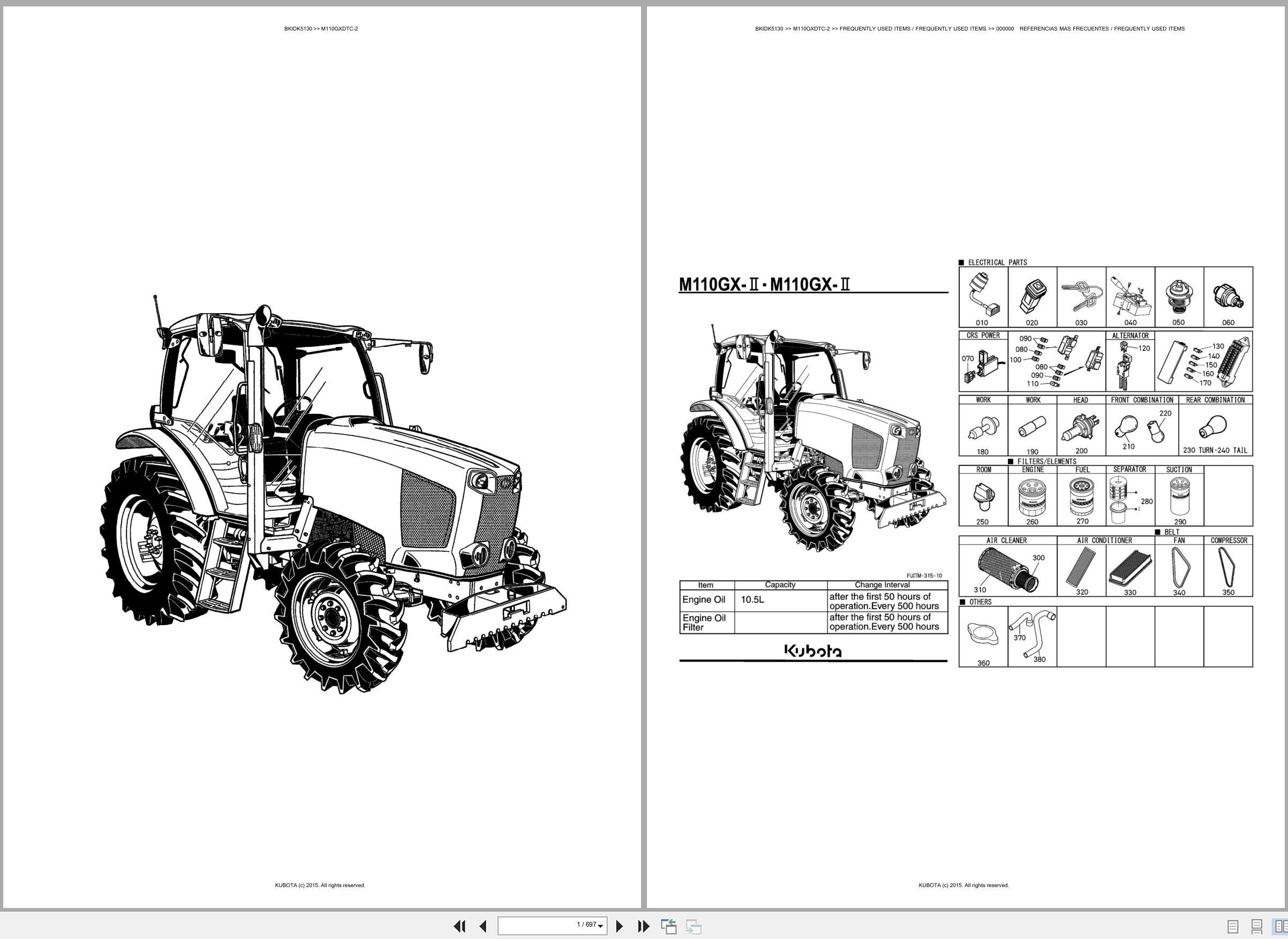 Kubota Tractor M110GXDTC 2 Spare Parts Catalog EN ES (1)
