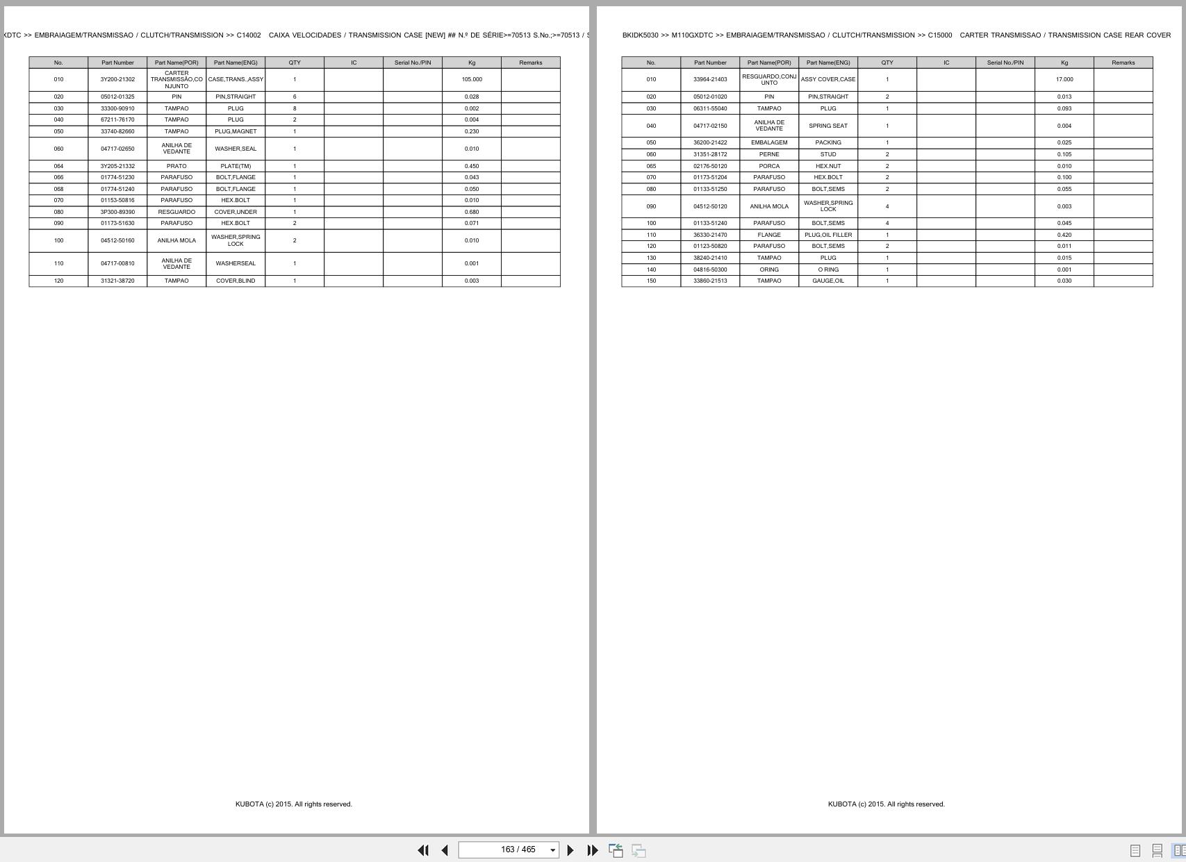Kubota Tractor M110GXDTC Spare Parts Catalog EN PT (2)