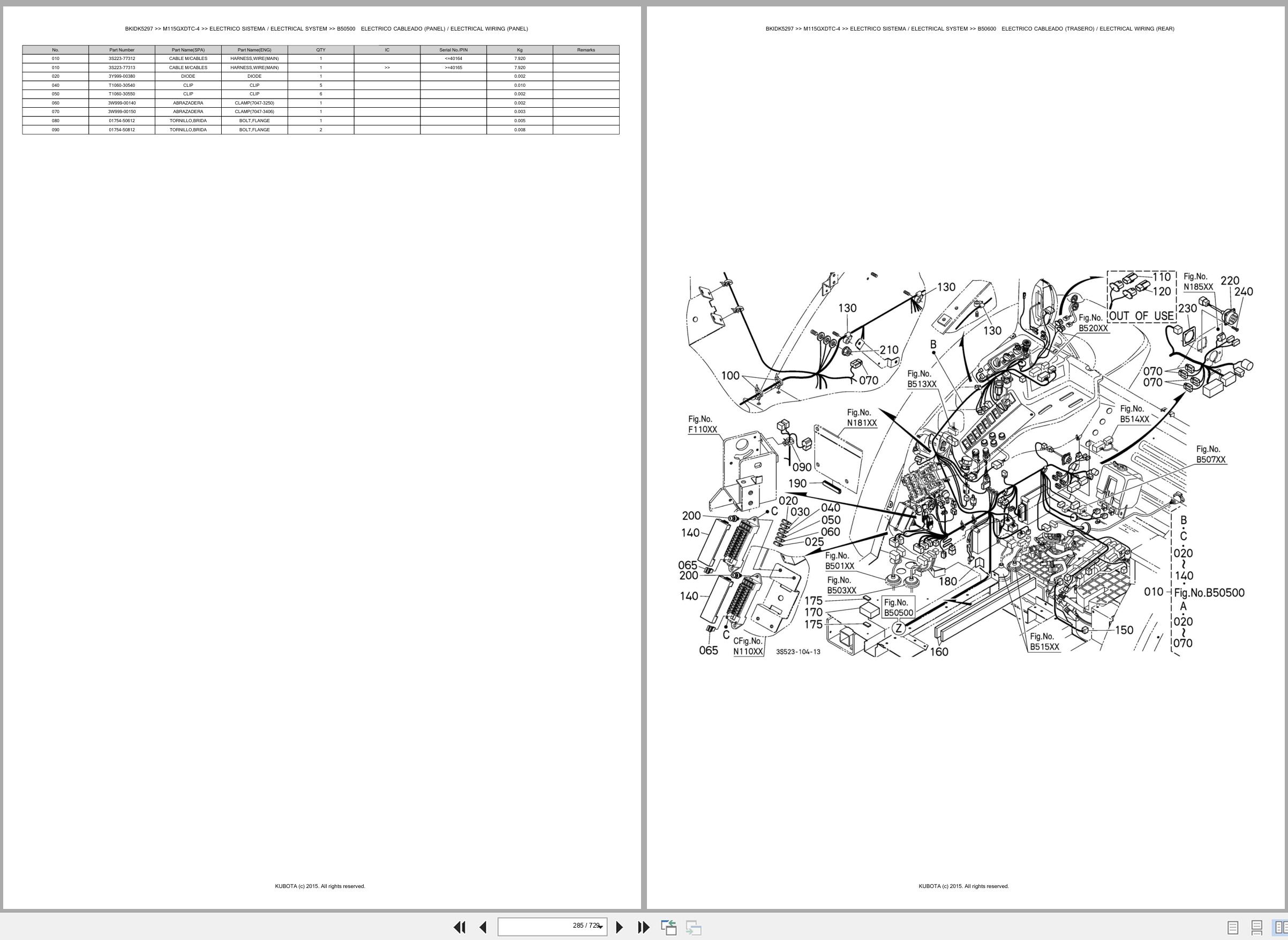 Kubota Tractor M115GXDTC 4 Spare Parts Catalog EN ES (2)