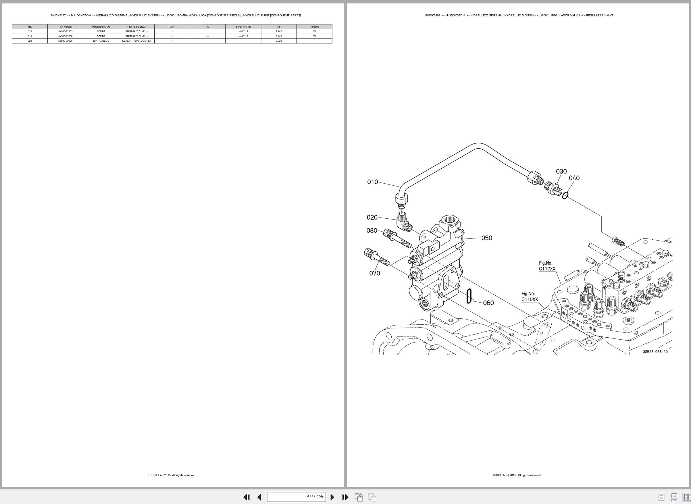 Kubota Tractor M115GXDTC 4 Spare Parts Catalog EN ES (3)