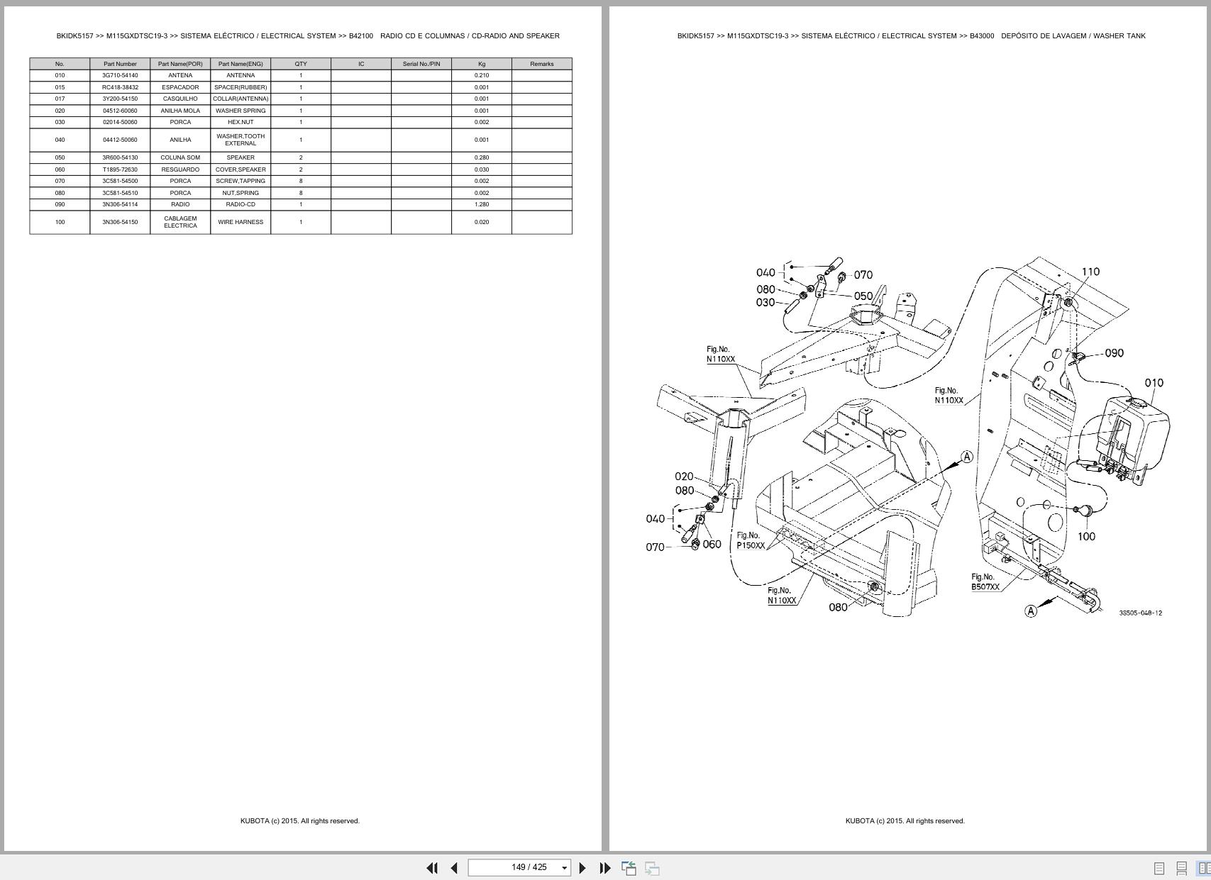 Kubota Tractor M115GXDTSC19 3 Spare Parts Catalog EN PT (2)