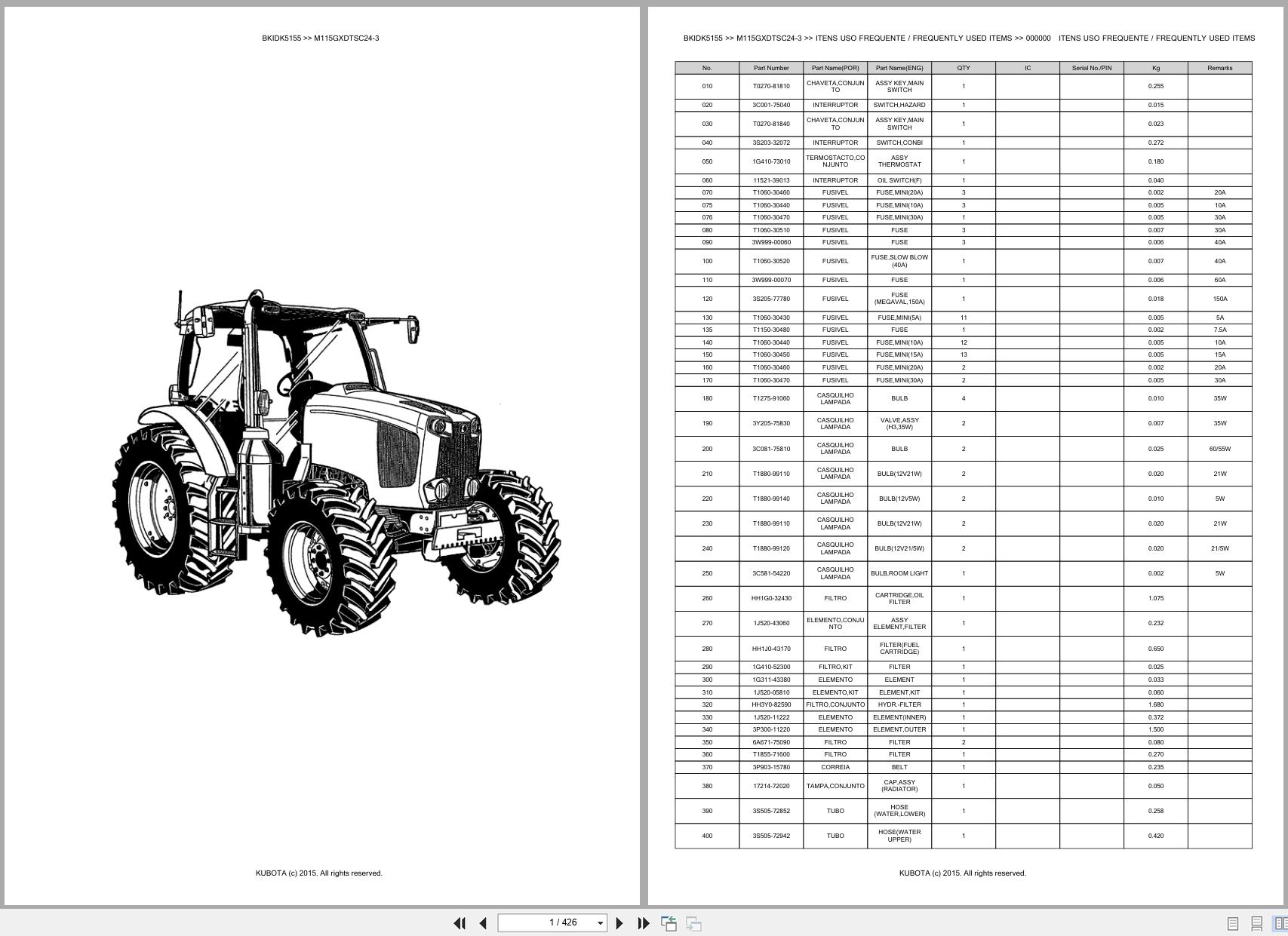 Kubota Tractor M115GXDTSC24 3 Spare Parts Catalog EN PT (1)