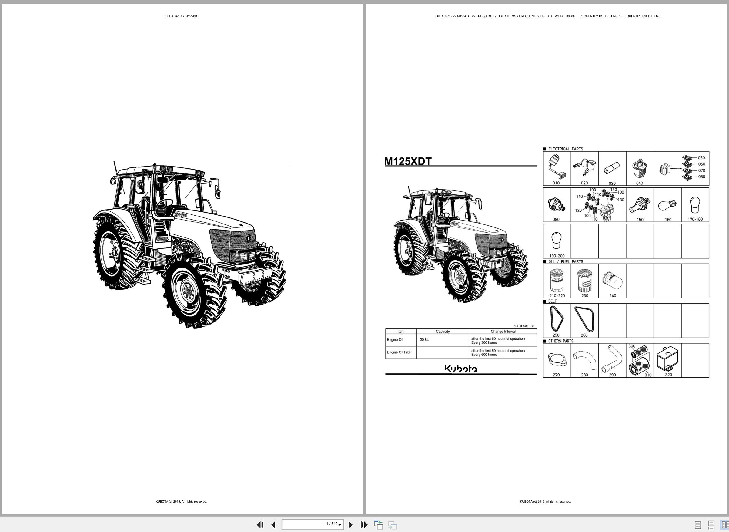 Kubota Tractor M125XDT Spare Parts Catalog EN ES (1)