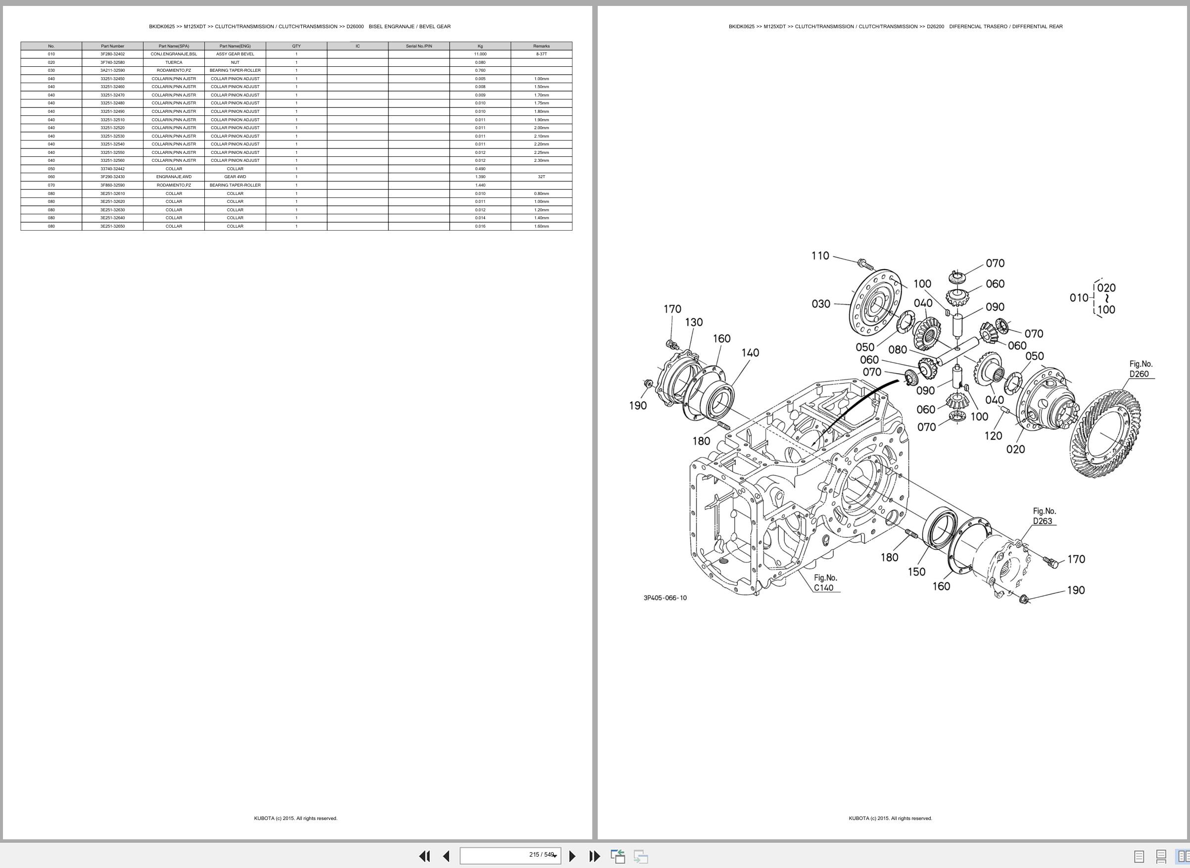 Kubota Tractor M125XDT Spare Parts Catalog EN ES (2)