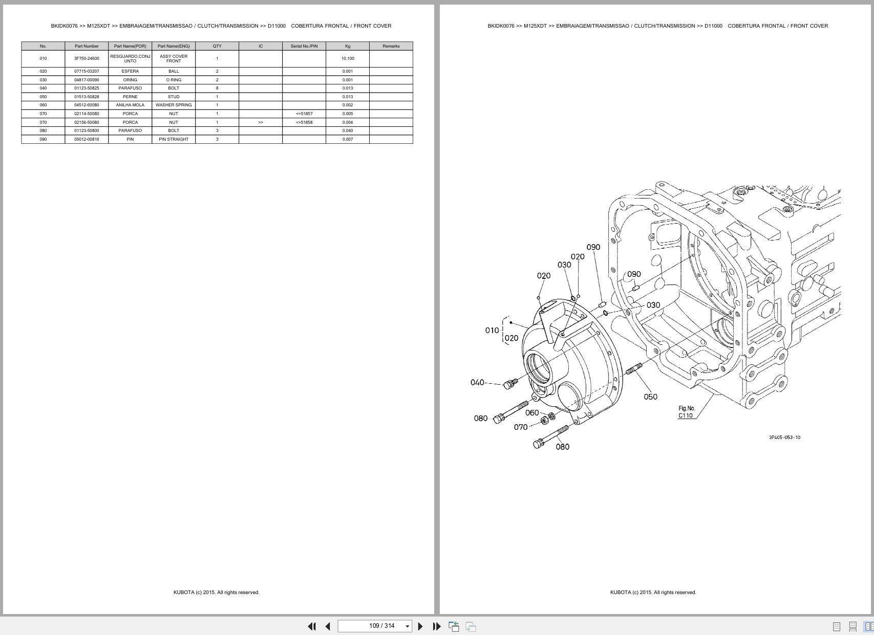 Kubota Tractor M125XDT Spare Parts Catalog EN PT (2)