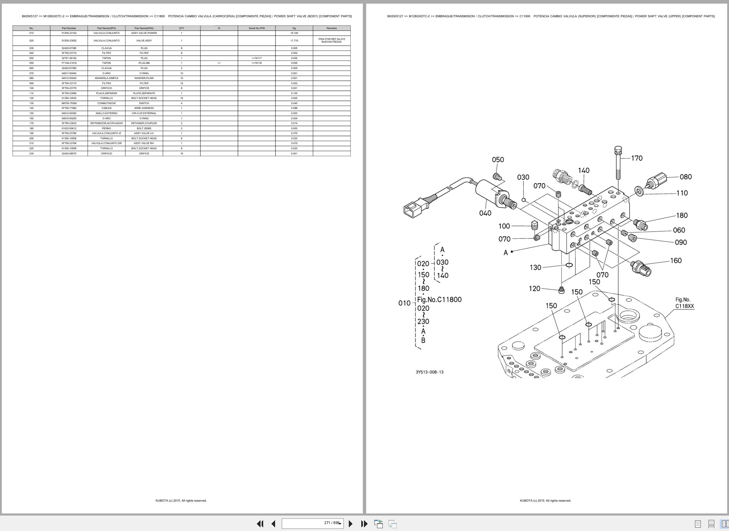 Kubota Tractor M128GXDTC 2 Spare Parts Catalog EN ES (2)