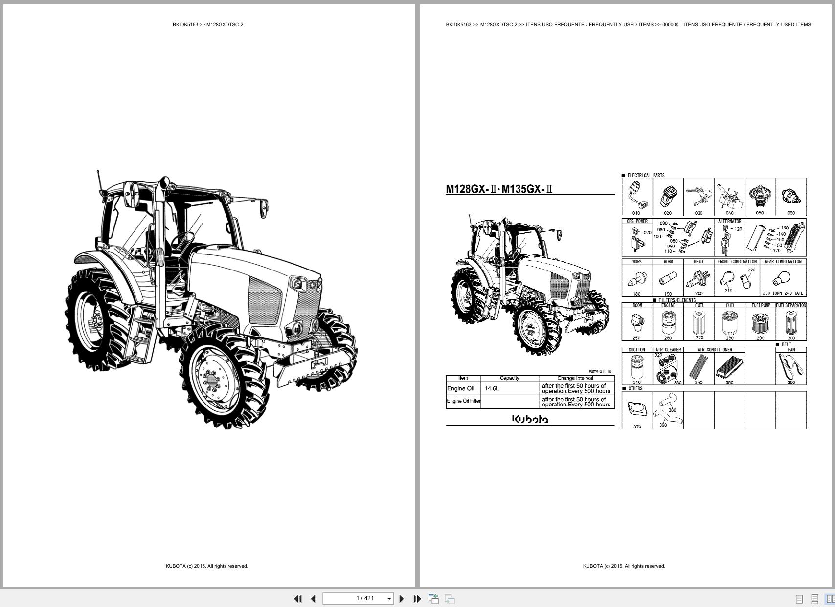 Kubota Tractor M128GXDTSC 2 Spare Parts Catalog EN PT (1)