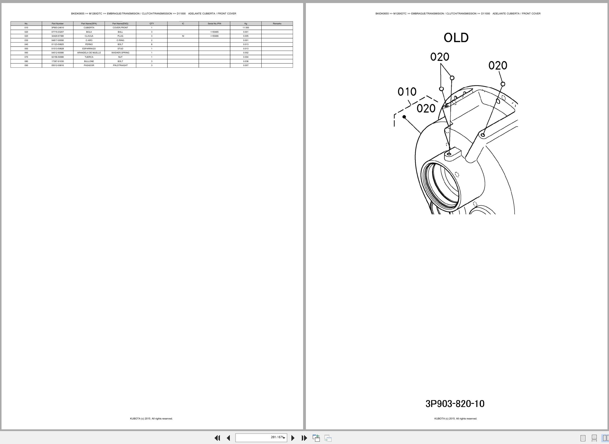 Kubota Tractor M128XDTC Spare Parts Catalog EN ES (2)