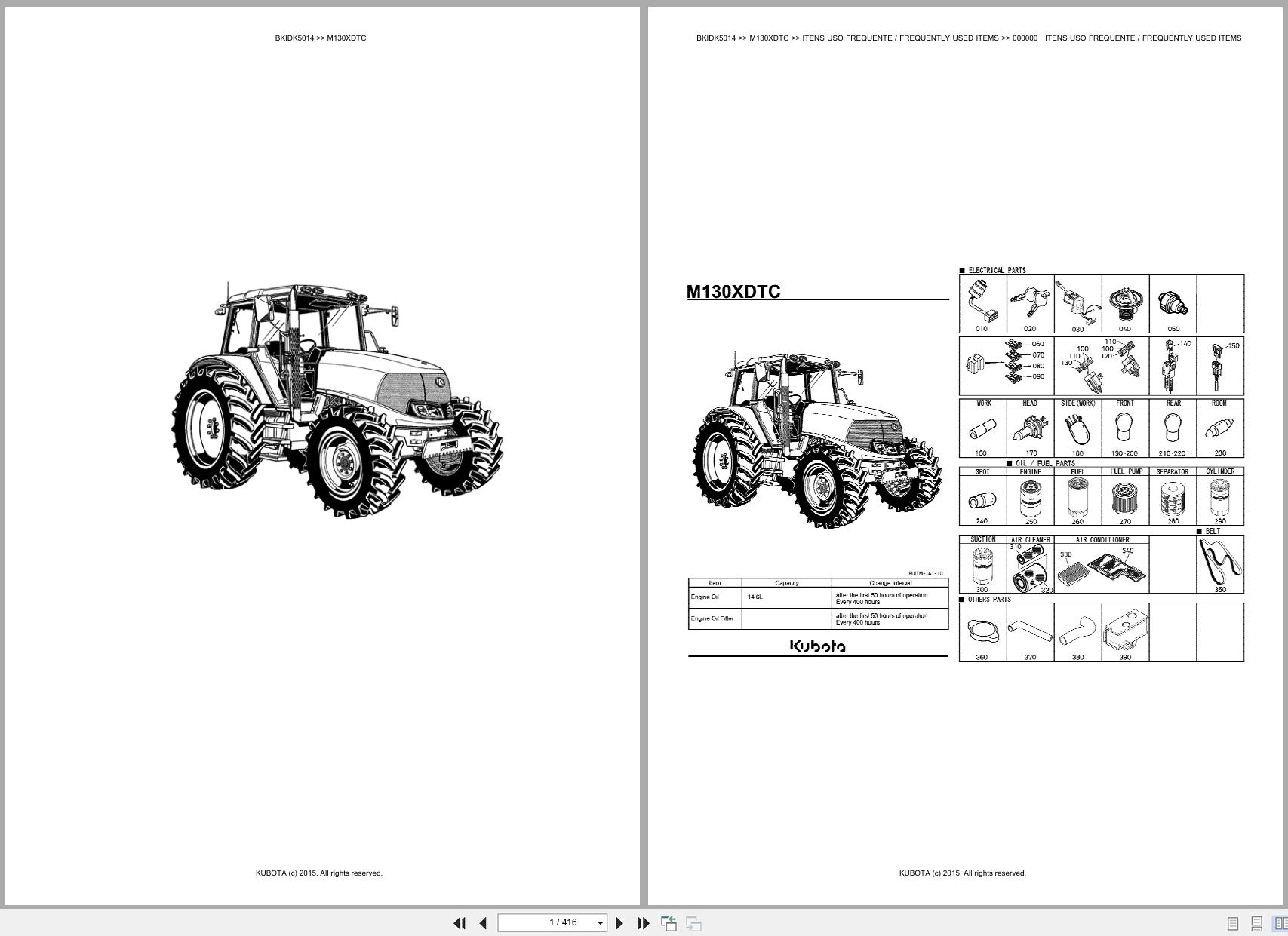Kubota Tractor M130XDTC Spare Parts Catalog EN PT (1)