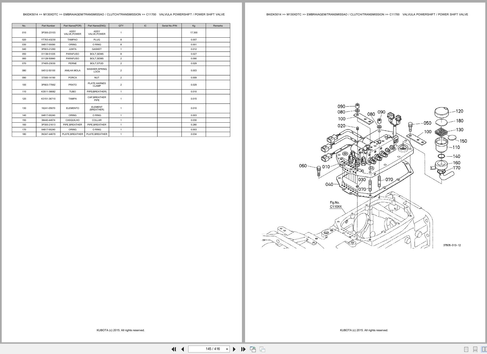 Kubota Tractor M130XDTC Spare Parts Catalog EN PT (2)