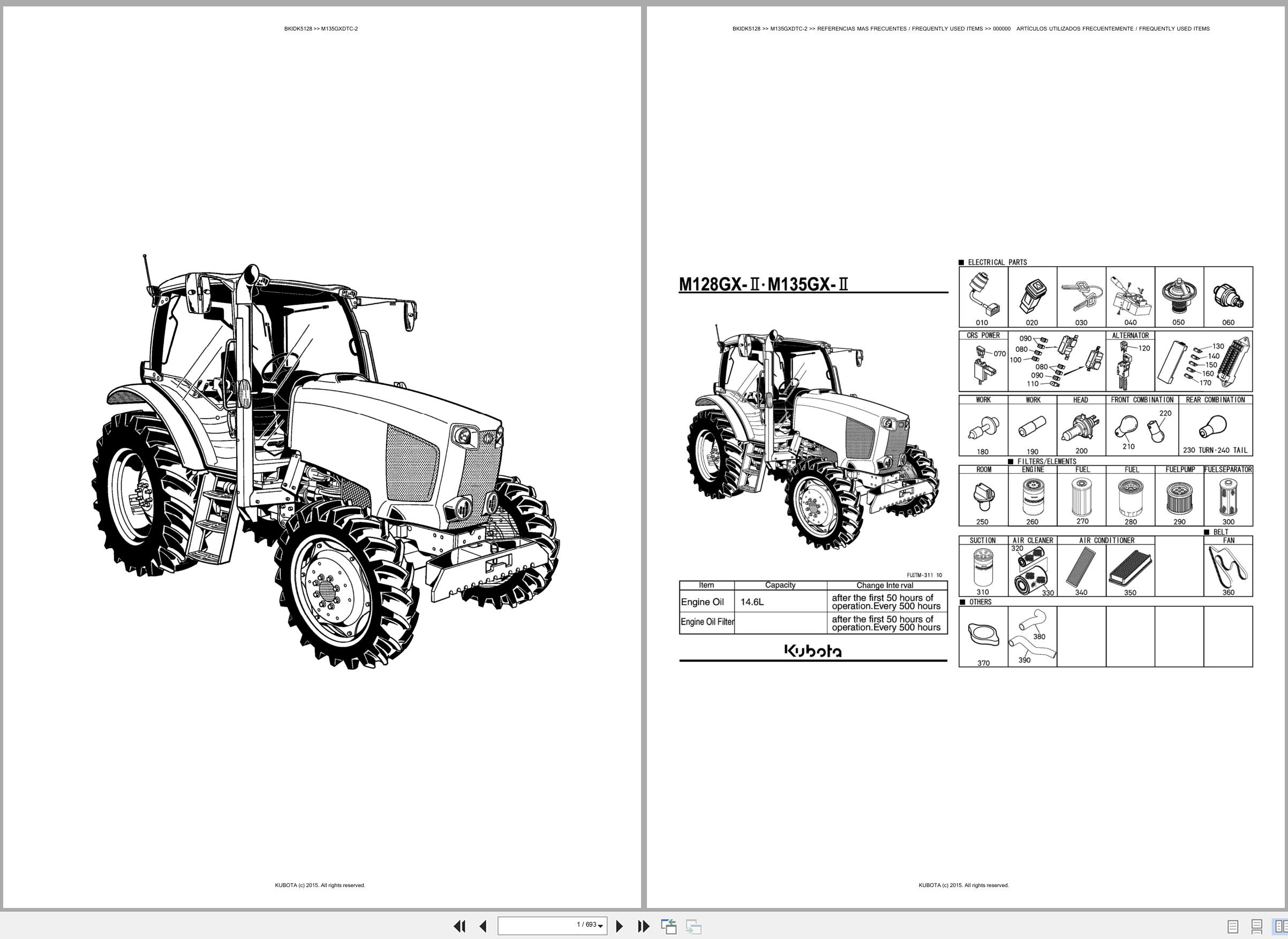 Kubota Tractor M135GXDTC 2 Spare Parts Catalog EN ES (1)