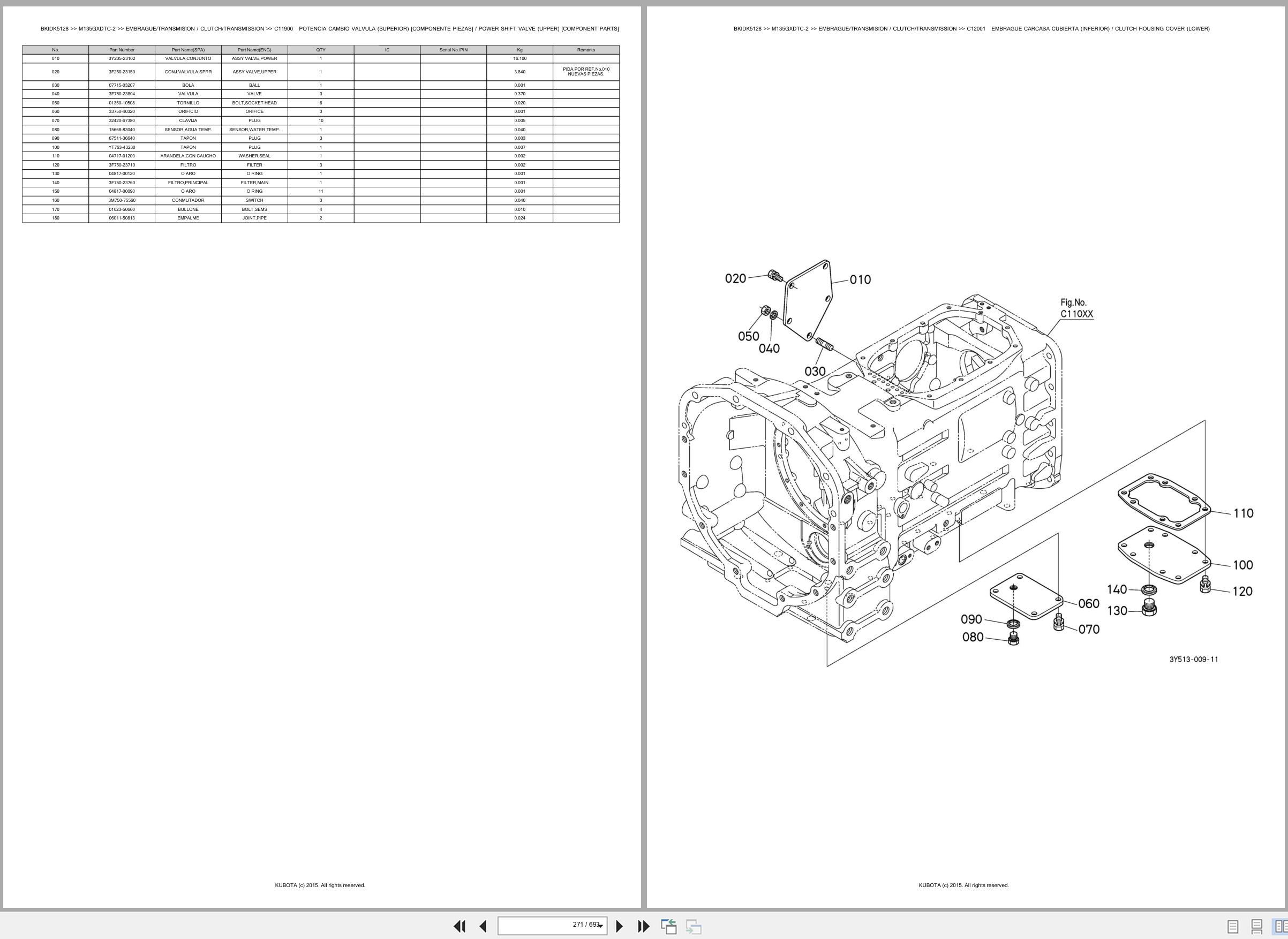 Kubota Tractor M135GXDTC 2 Spare Parts Catalog EN ES (2)