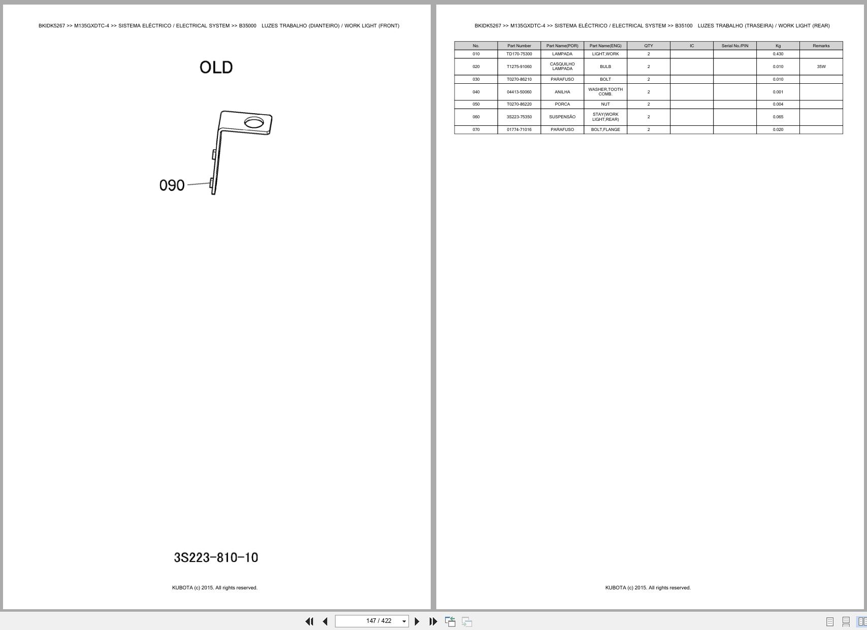 Kubota Tractor M135GXDTC 4 Spare Parts Catalog EN PT (2)