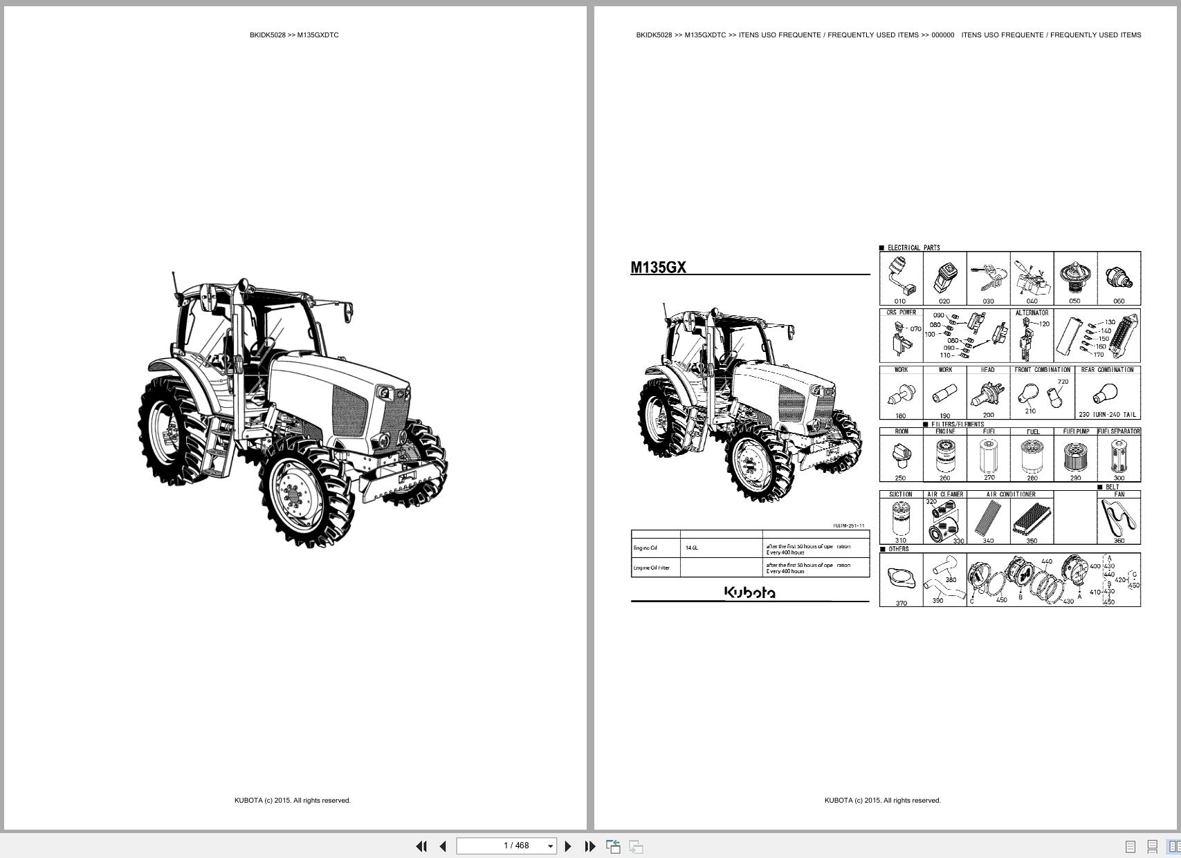 Kubota Tractor M135GXDTC Spare Parts Catalog EN PT (1)