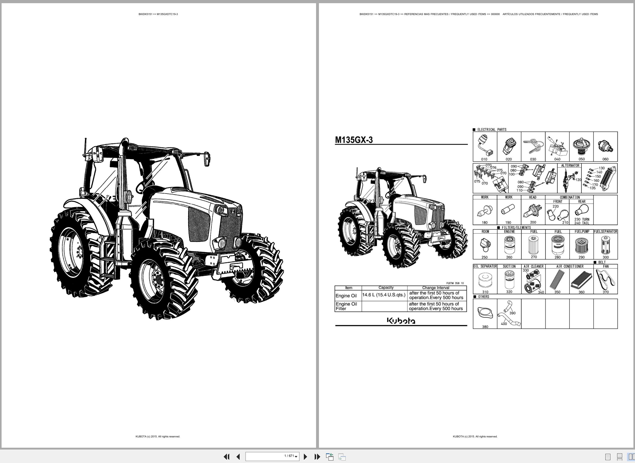 Kubota Tractor M135GXDTC19 3 Spare Parts Catalog EN ES (1)