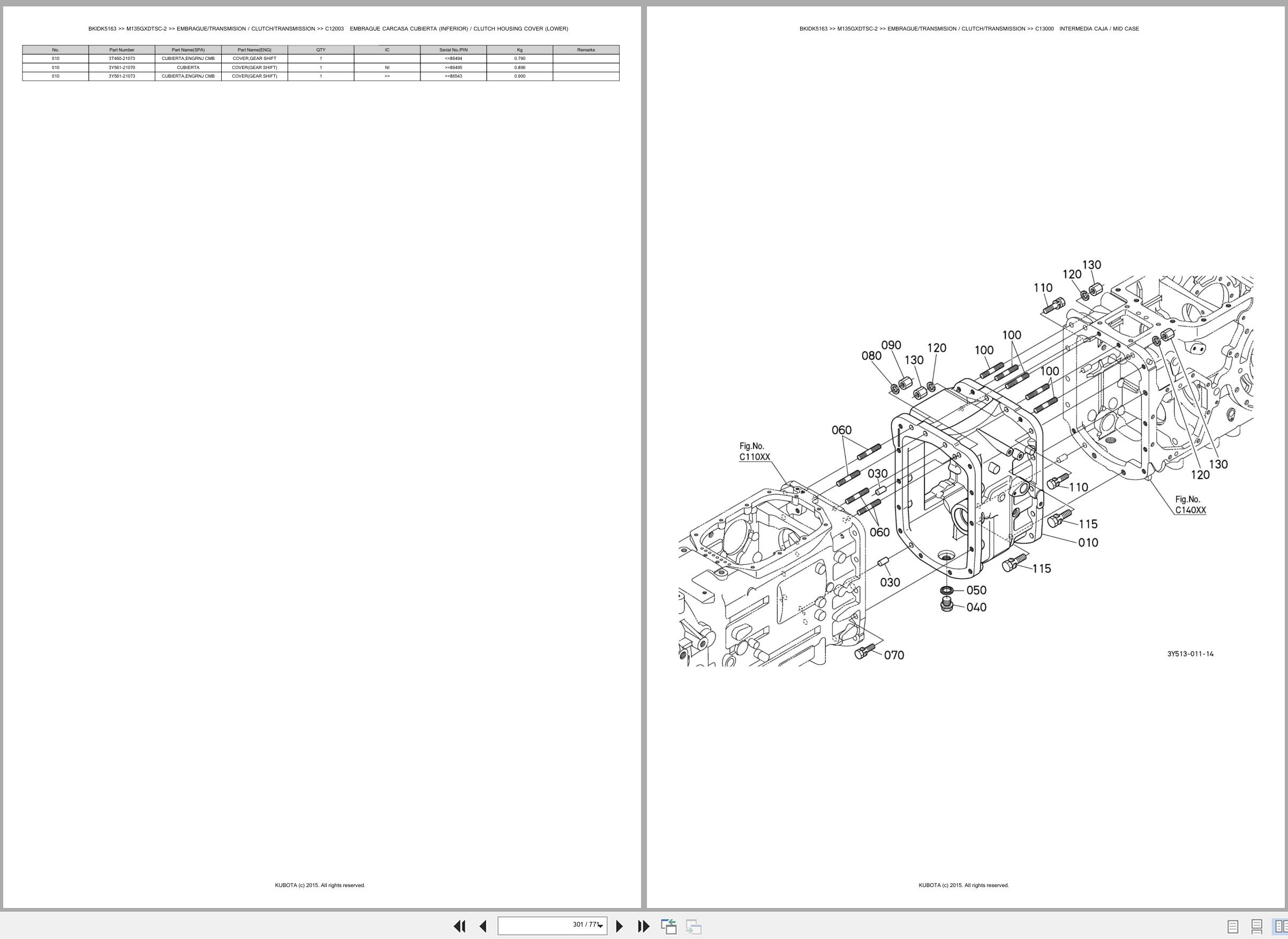 Kubota Tractor M135GXDTSC 2 Spare Parts Catalog EN ES (2)