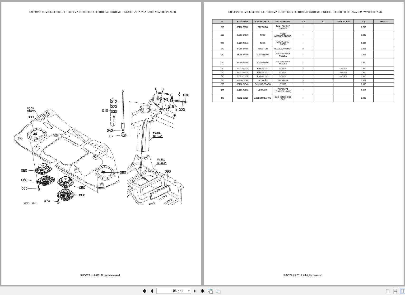 Kubota Tractor M135GXDTSC 4 Spare Parts Catalog EN PT (2)