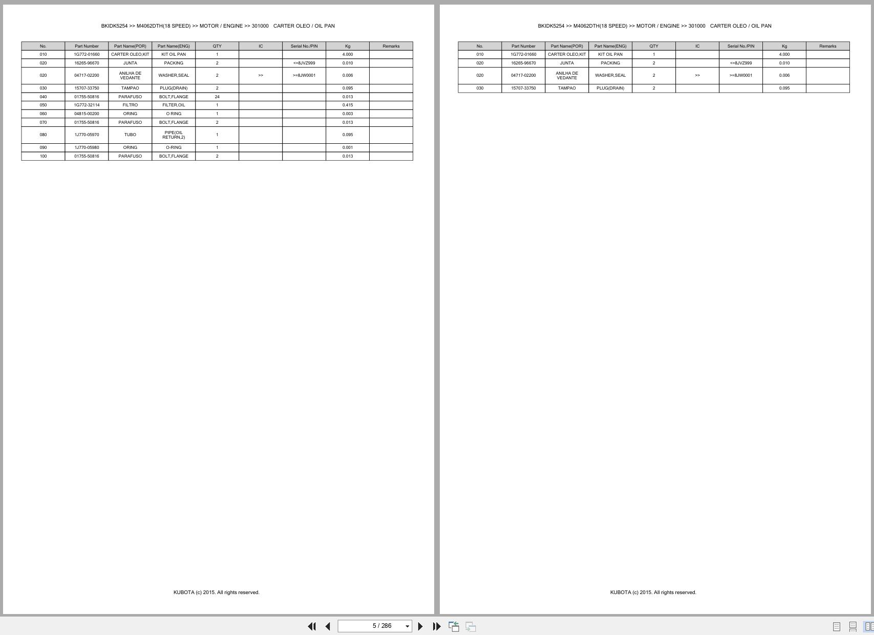 Kubota Tractor M4062DTH 18 SPEED Spare Parts Catalog EN PT (3)