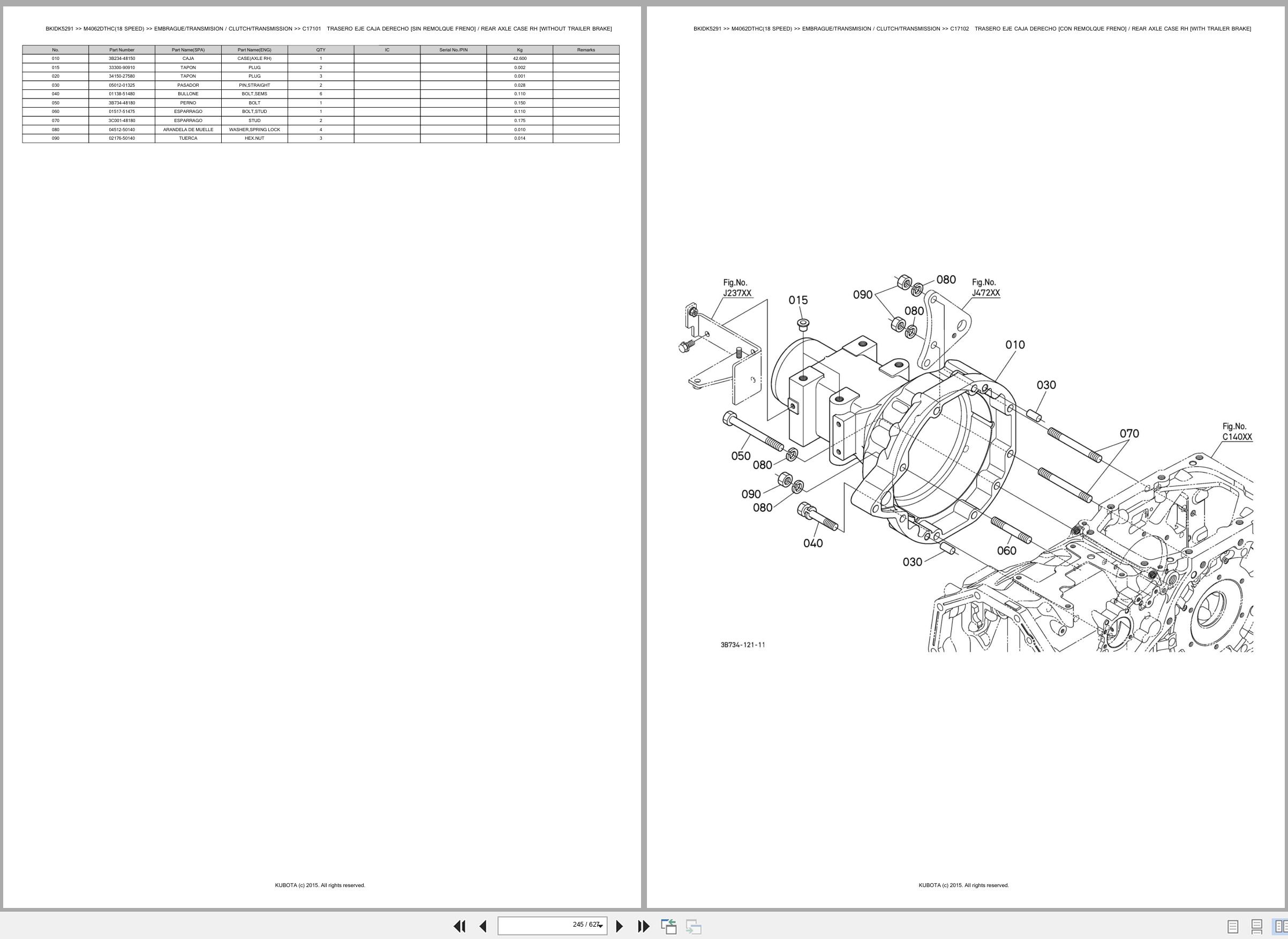 Kubota Tractor M4062DTHC 18 Speed Spare Parts Catalog EN ES (2)