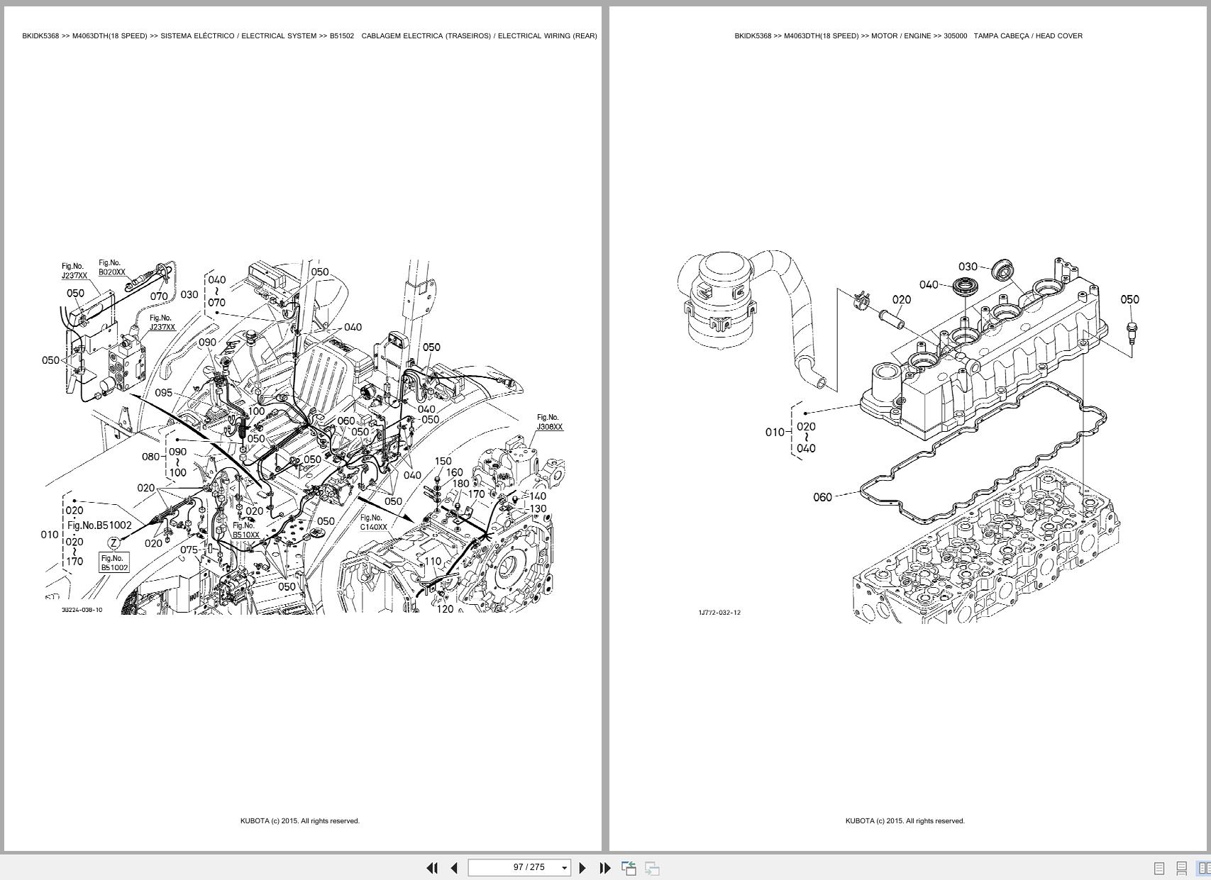 Kubota Tractor M4063DTH 18 SPEED Spare Parts Catalog EN PT (2)