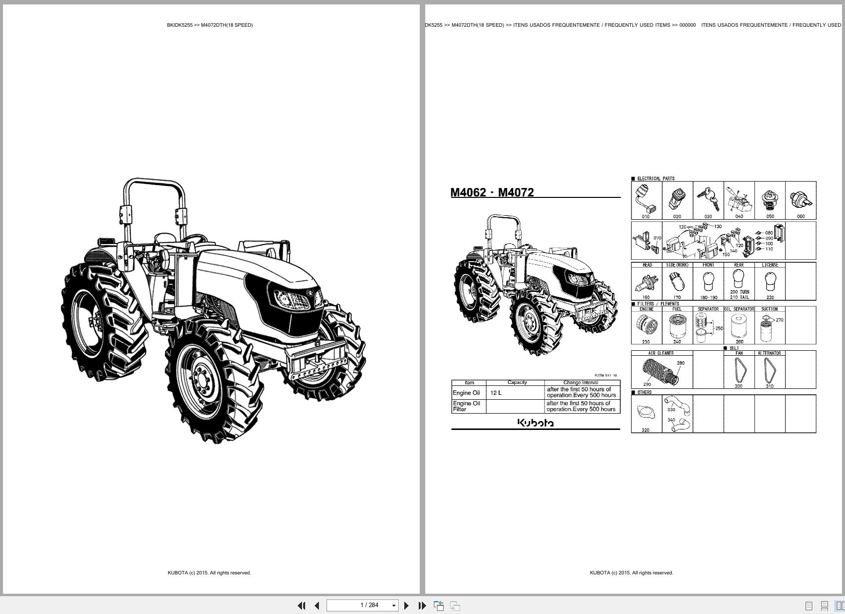 Kubota Tractor M4072DTH 18 SPEED Spare Parts Catalog EN PT (1)