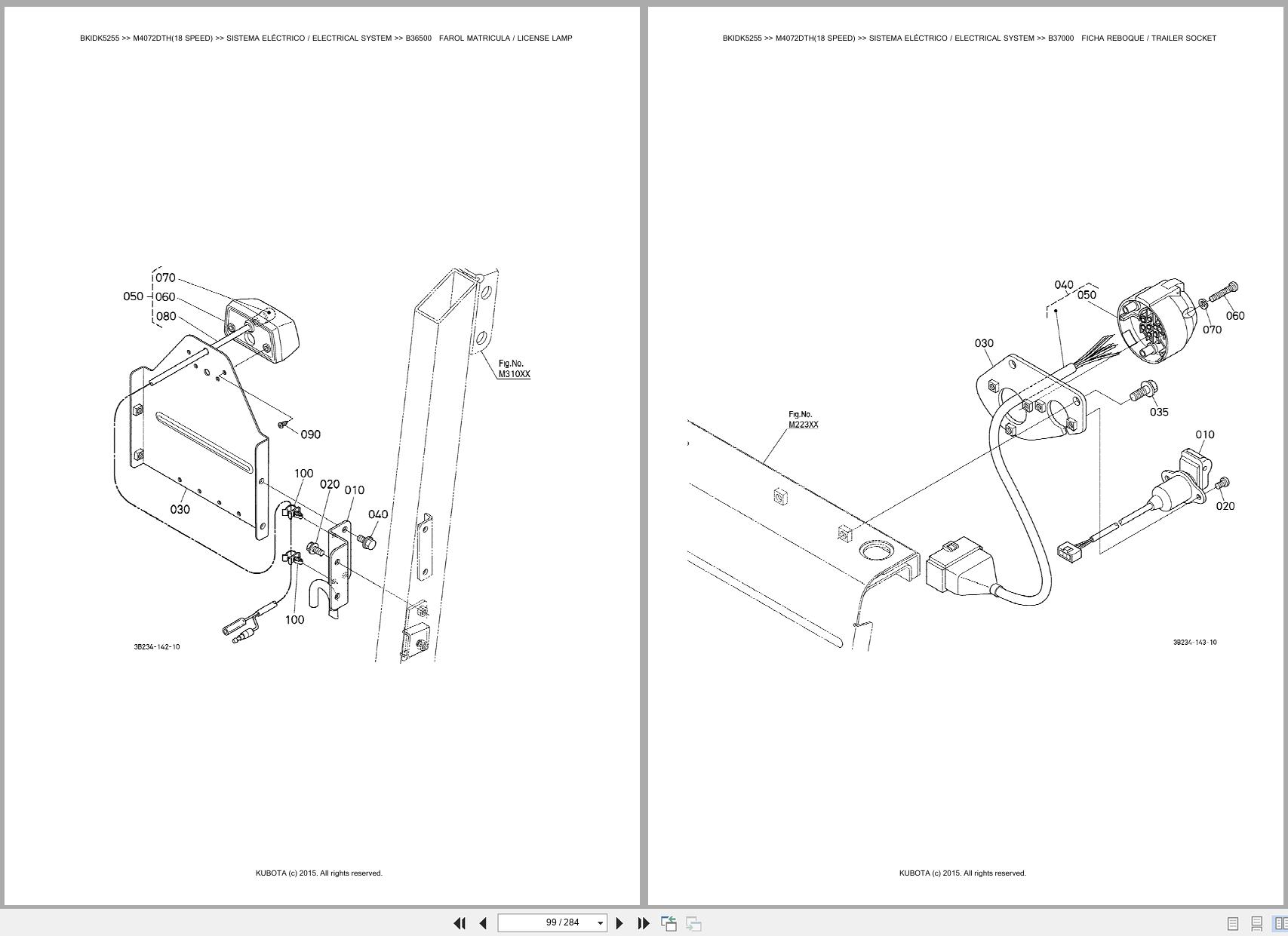 Kubota Tractor M4072DTH 18 SPEED Spare Parts Catalog EN PT (2)