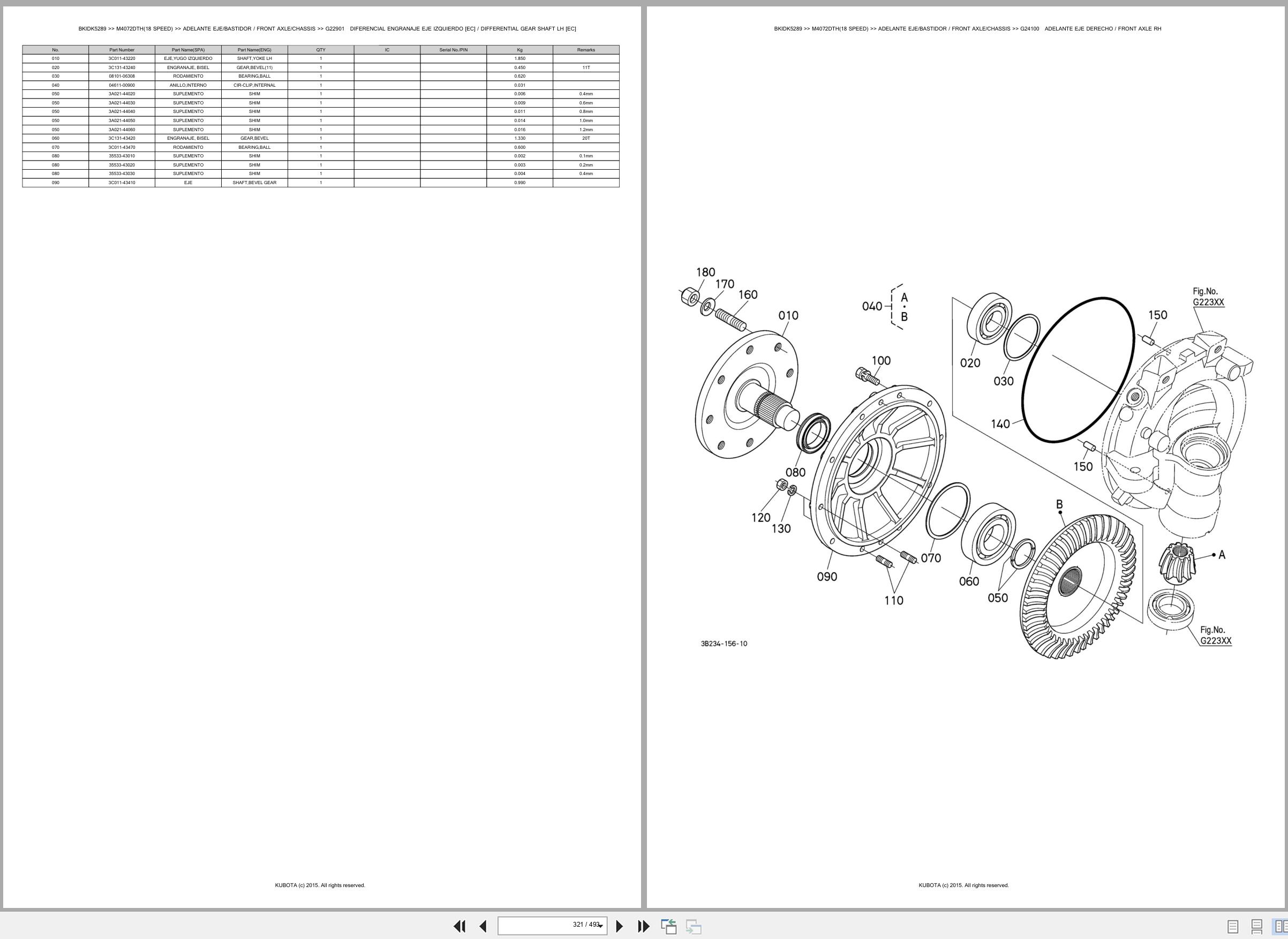 Kubota Tractor M4072DTH 18 Speed Spare Parts Catalog EN ES (3)