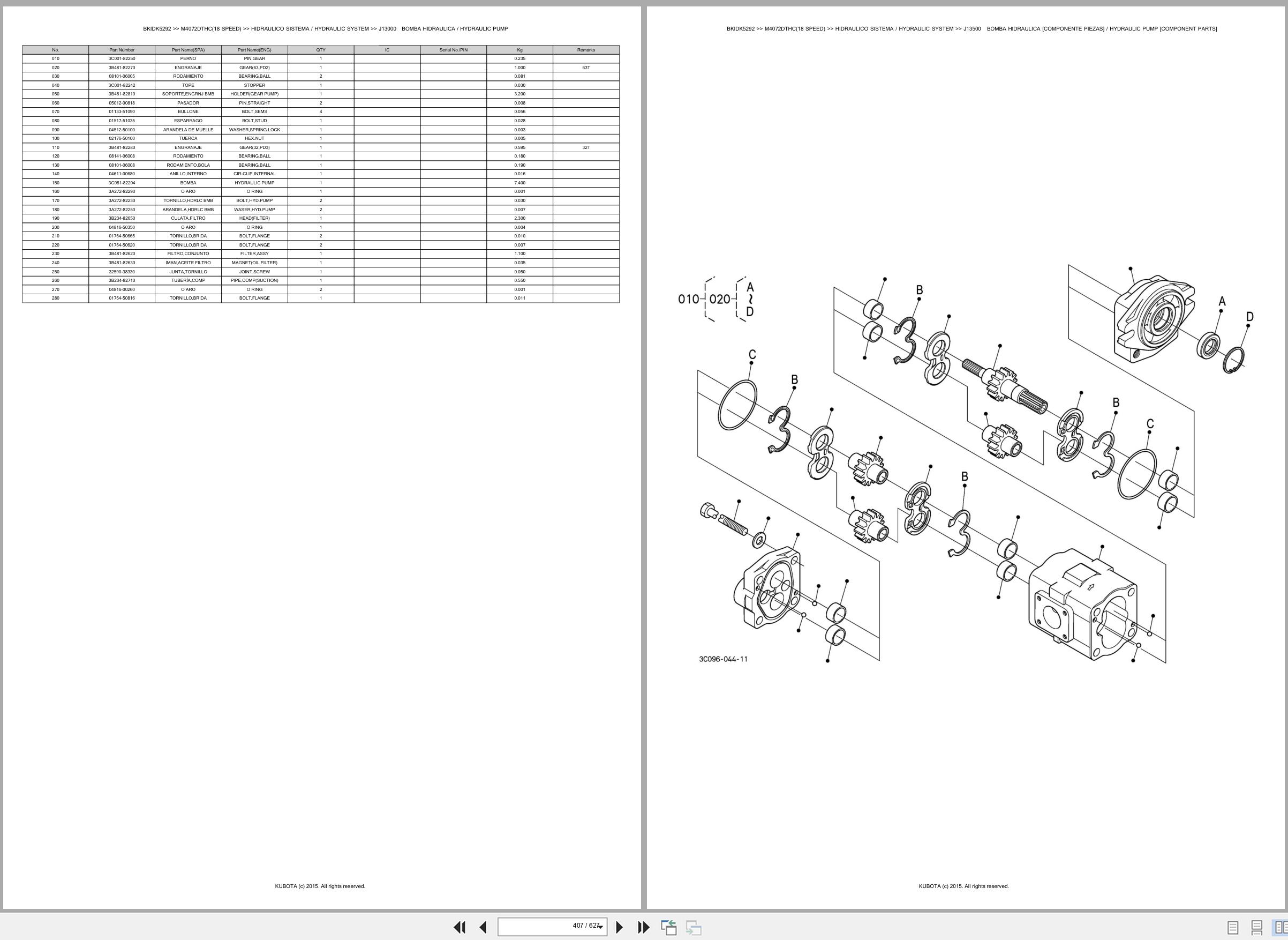 Kubota Tractor M4072DTHC 18 Speed Spare Parts Catalog EN ES (3)