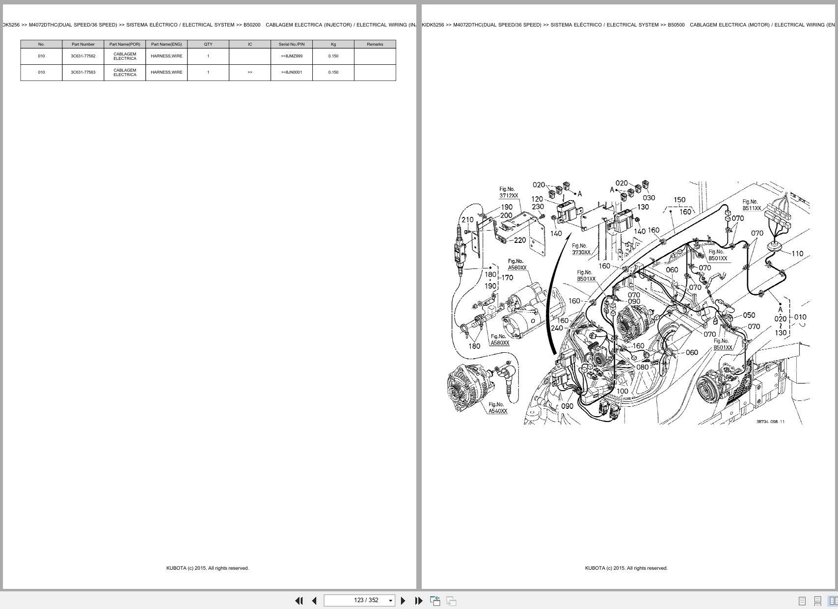 Kubota Tractor M4072DTHC DUAL SPEED 36 SPEED Spare Parts Catalog EN PT (2)