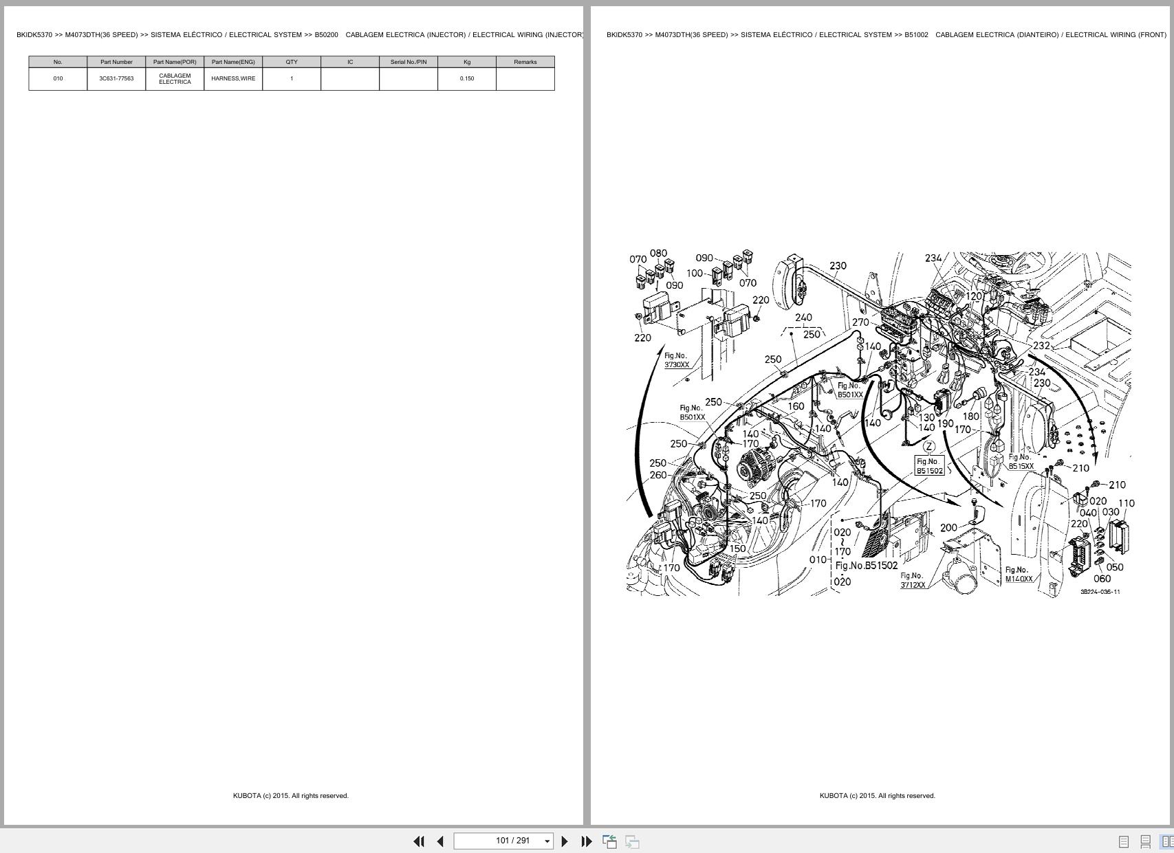 Kubota Tractor M4073DTH 36 SPEED Spare Parts Catalog EN PT (2)