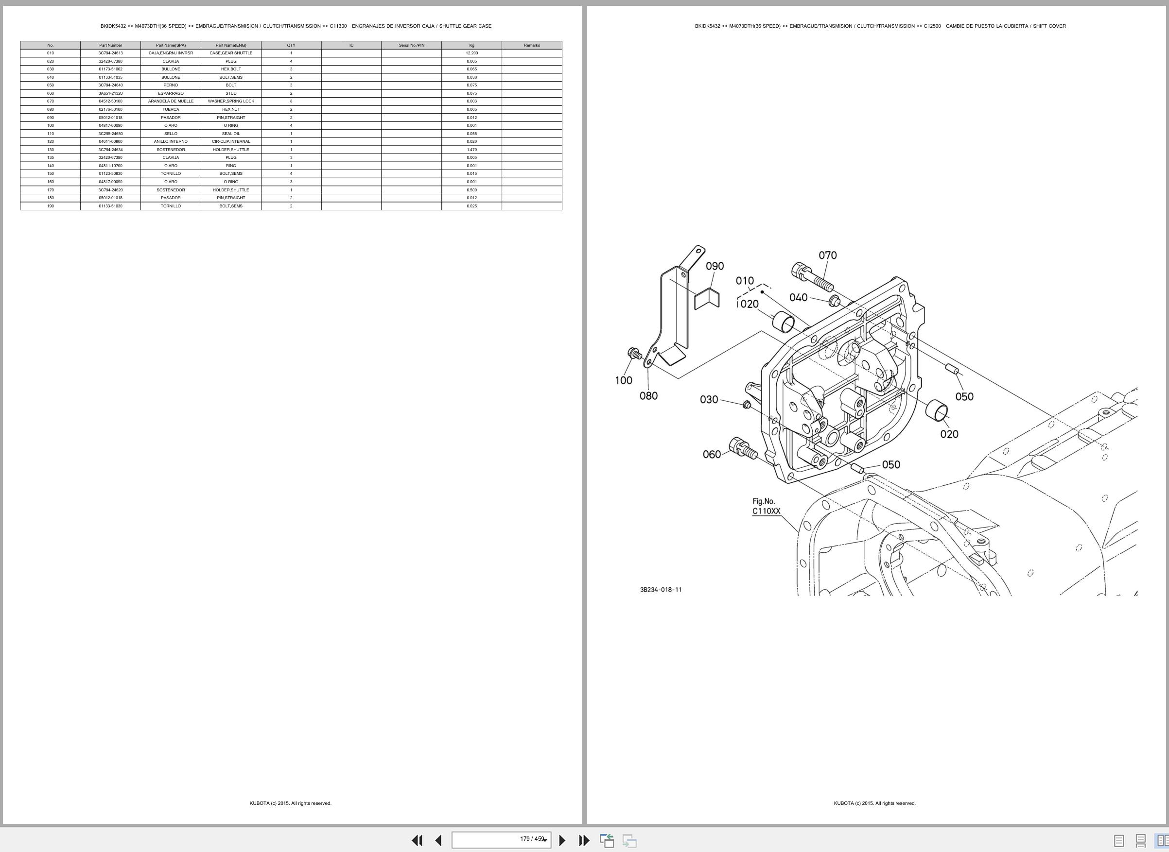 Kubota Tractor M4073DTH 36 Speed Spare Parts Catalog EN ES (2)
