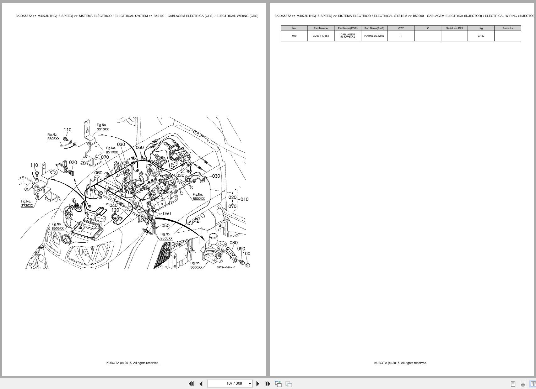 Kubota Tractor M4073DTHC 18 SPEED Spare Parts Catalog EN PT (2)