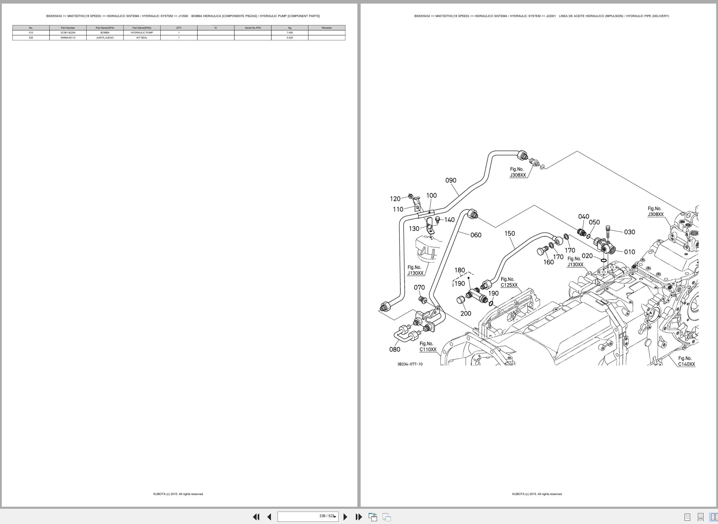 Kubota Tractor M4073DTHC 18 Speed Spare Parts Catalog EN ES (3)