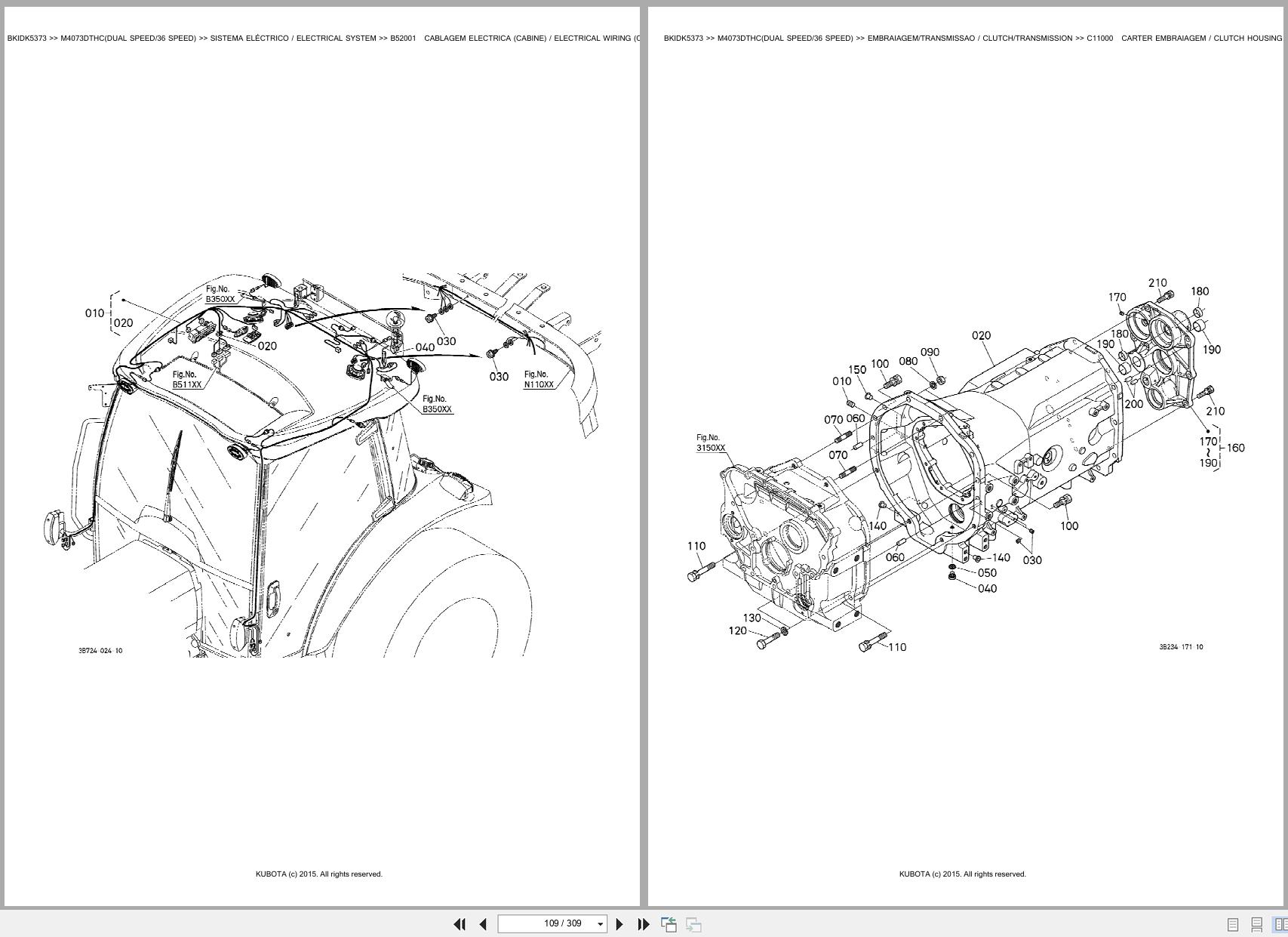 Kubota Tractor M4073DTHC DUAL SPEED 36 SPEED Spare Parts Catalog EN PT (2)