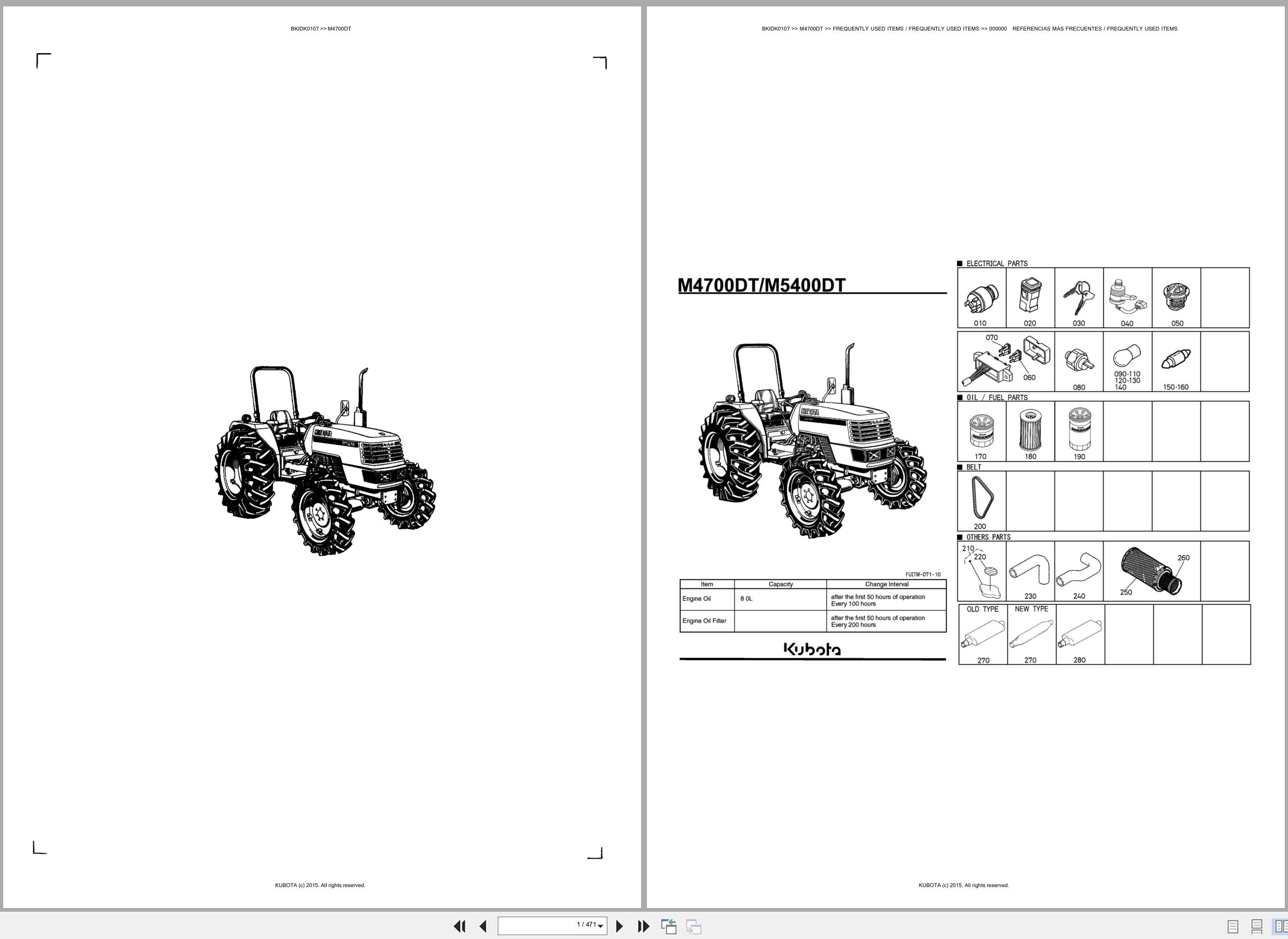 Kubota Tractor M4700DT Spare Parts Catalog EN ES (1)