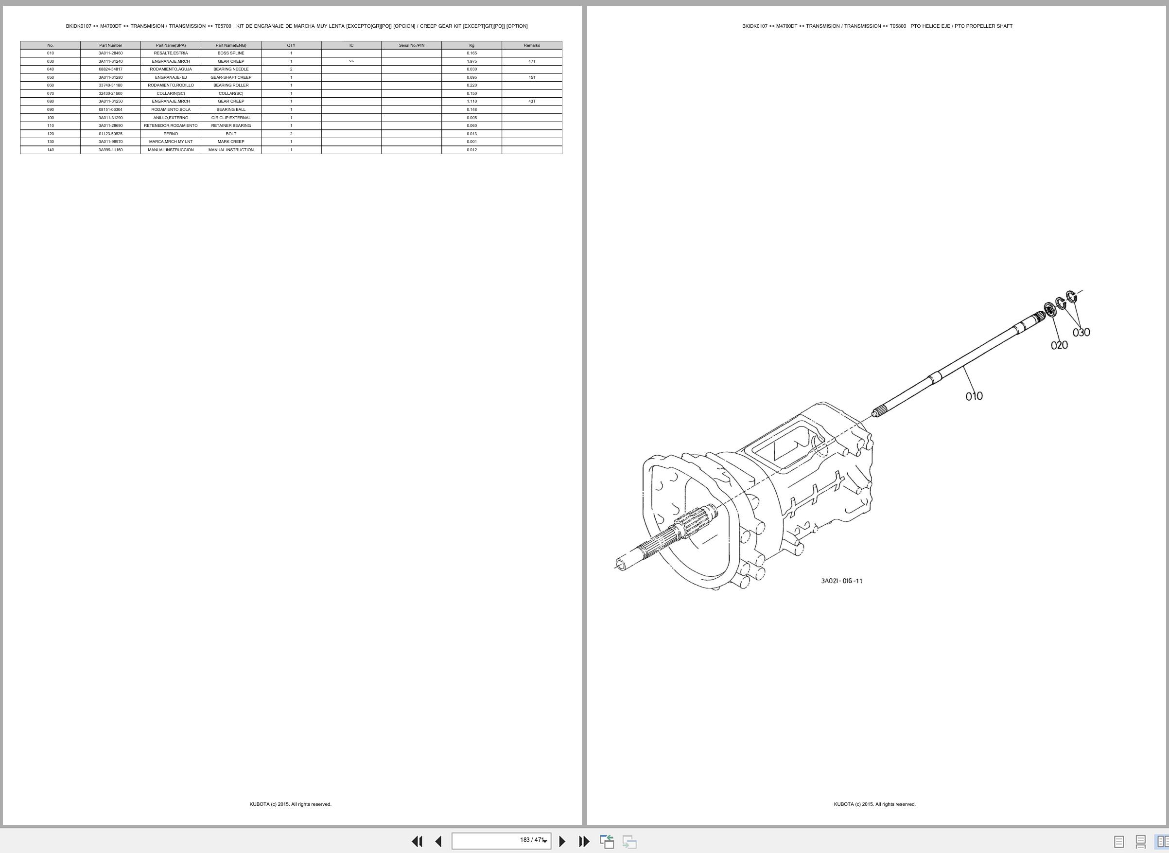 Kubota Tractor M4700DT Spare Parts Catalog EN ES (2)