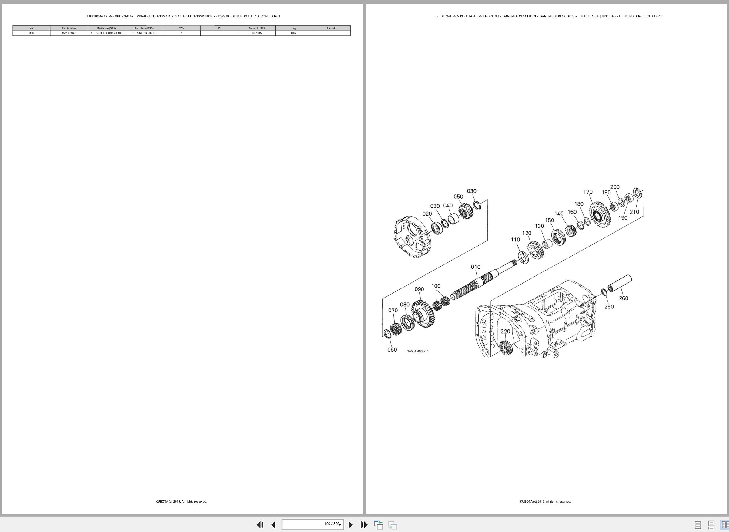 Kubota Tractor M4900DT CAB Spare Parts Catalog EN ES (2)