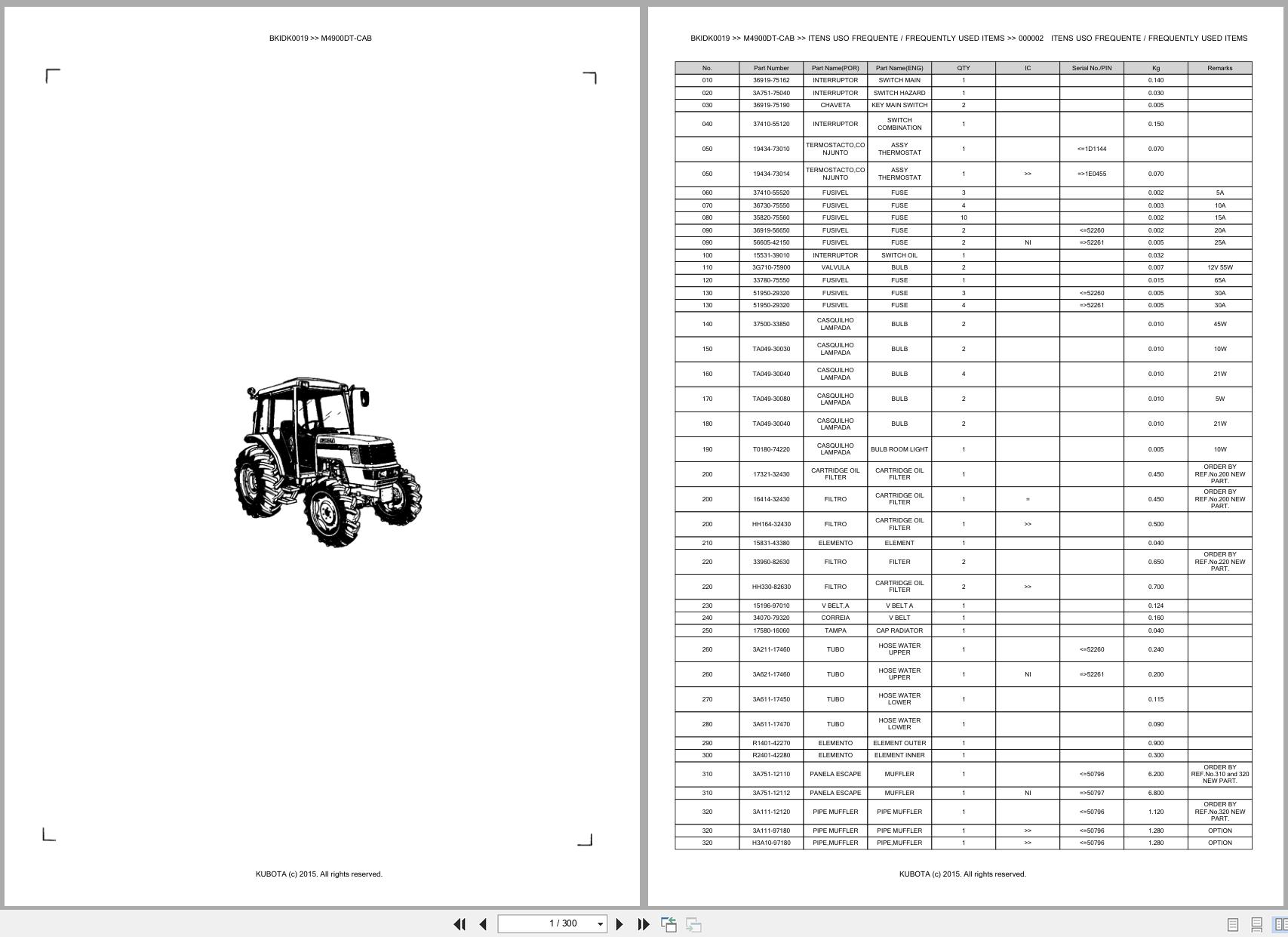 Kubota Tractor M4900DT CAB Spare Parts Catalog EN PT (1)