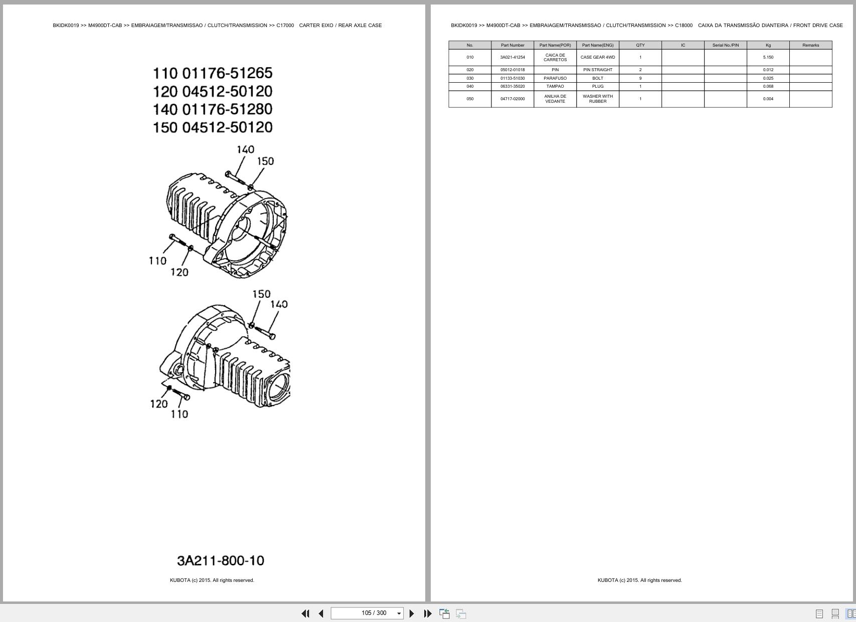 Kubota Tractor M4900DT CAB Spare Parts Catalog EN PT (2)